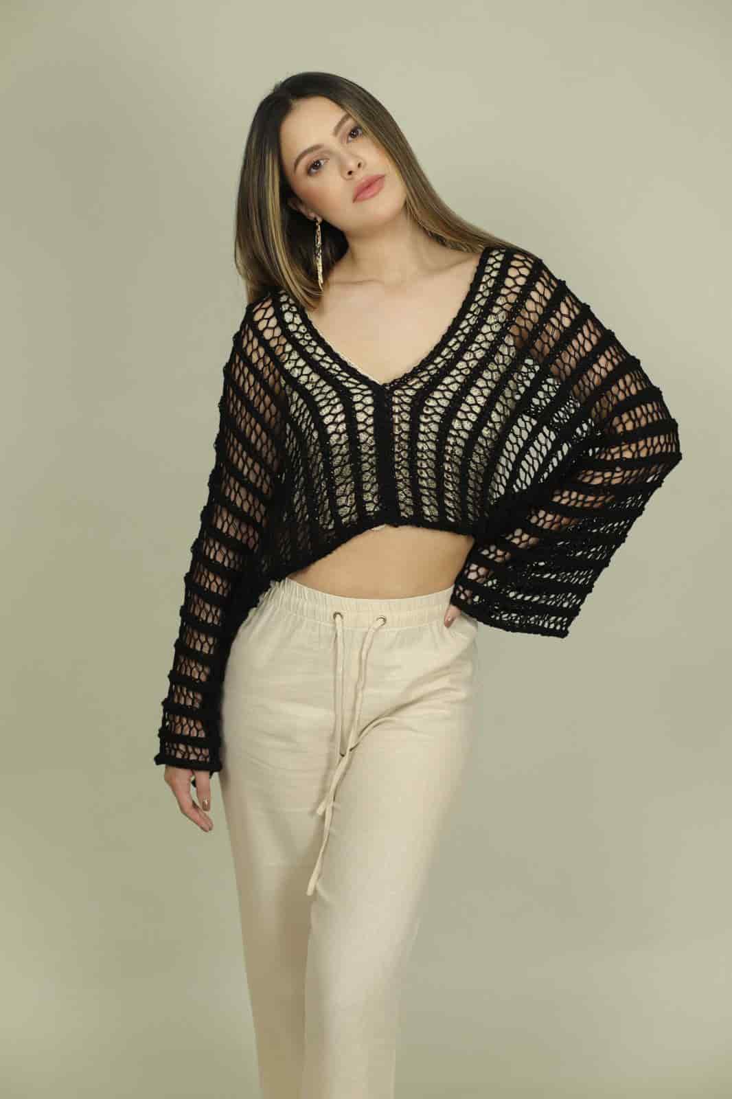 Crochet Cover Up - Black - miniatura 2
