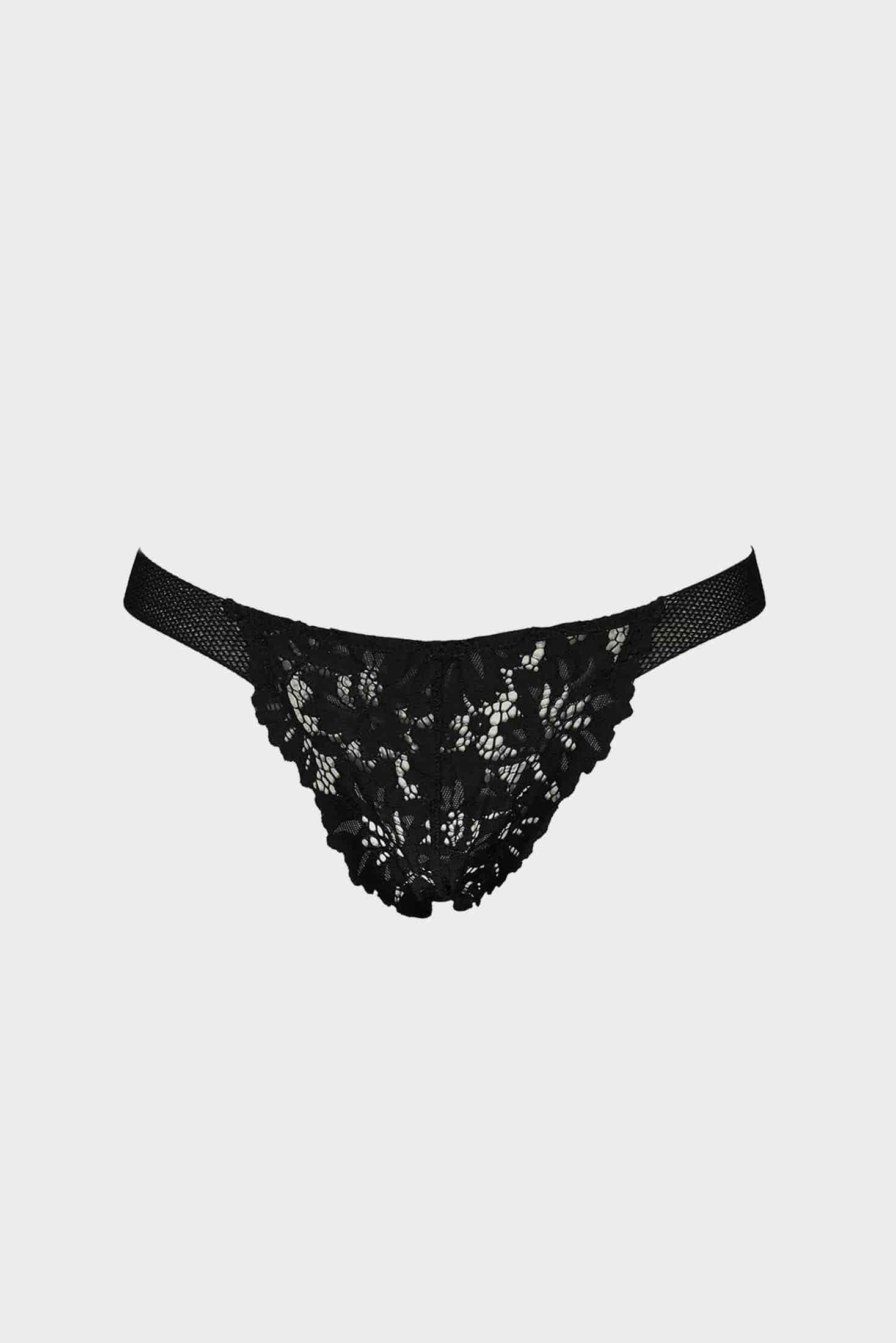 BRASILERA HILO ELLIPSE ENCAJE SEXY TOTAL COMODIDAD VINTAGE NEGRO - miniatura 3