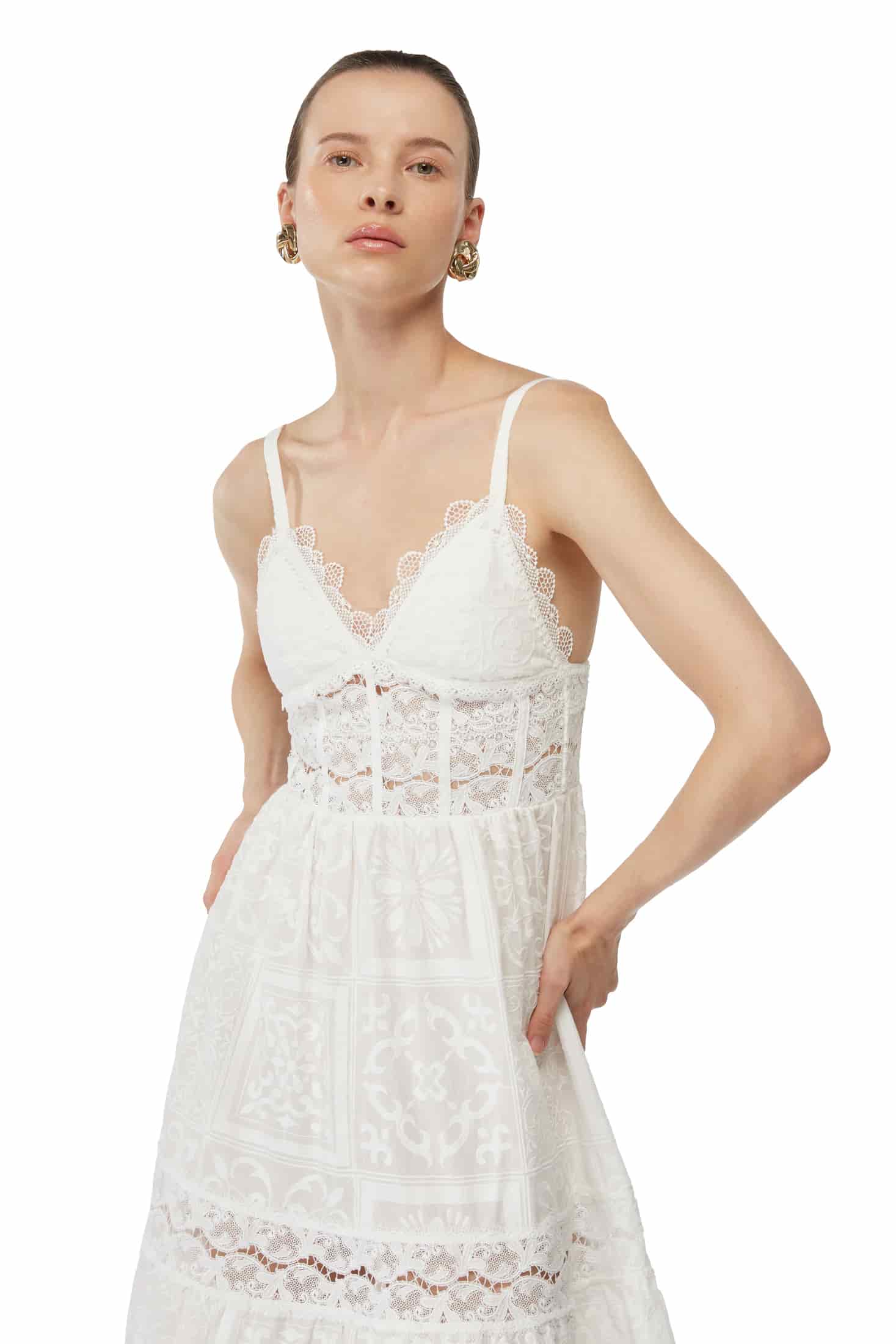 AMARELLE MIDI DRESS WHITE - miniatura 2