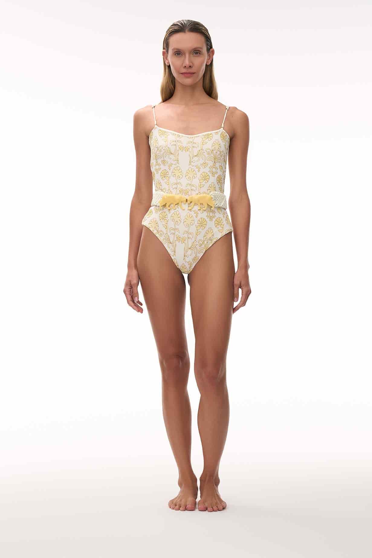 Esteros Embroidered One Piece / Yellow Flowers -Ivory - miniatura 1