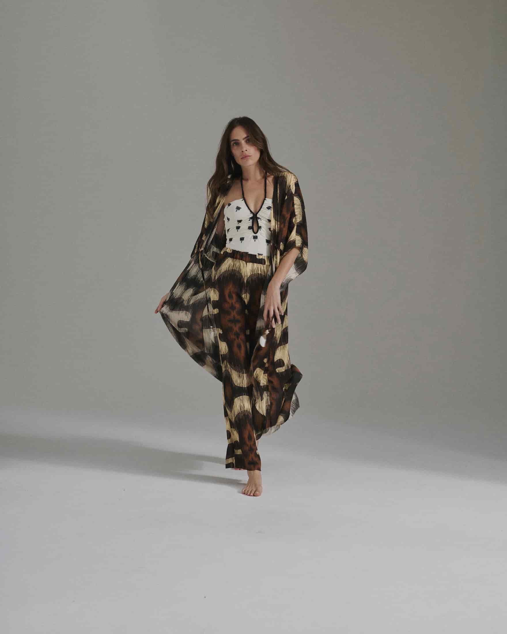 San Cipriano Martellato Silk Tunic / Brown Ikat - miniatura 2
