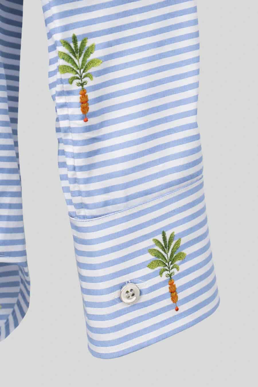Men's cotton shirt striped orfeo light blue - miniatura 3