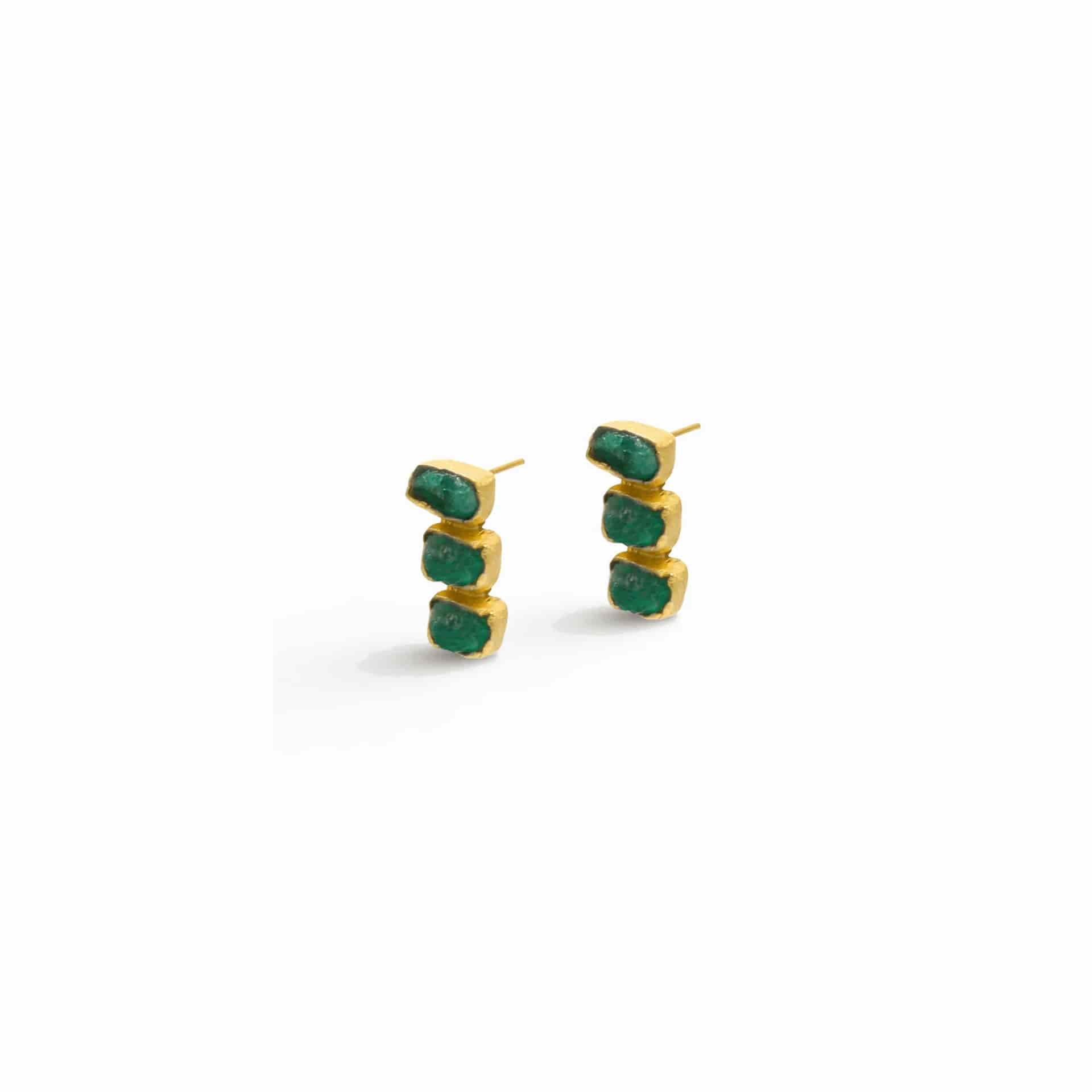 ARETES MAYA 3 PIEDRAS - miniatura 1
