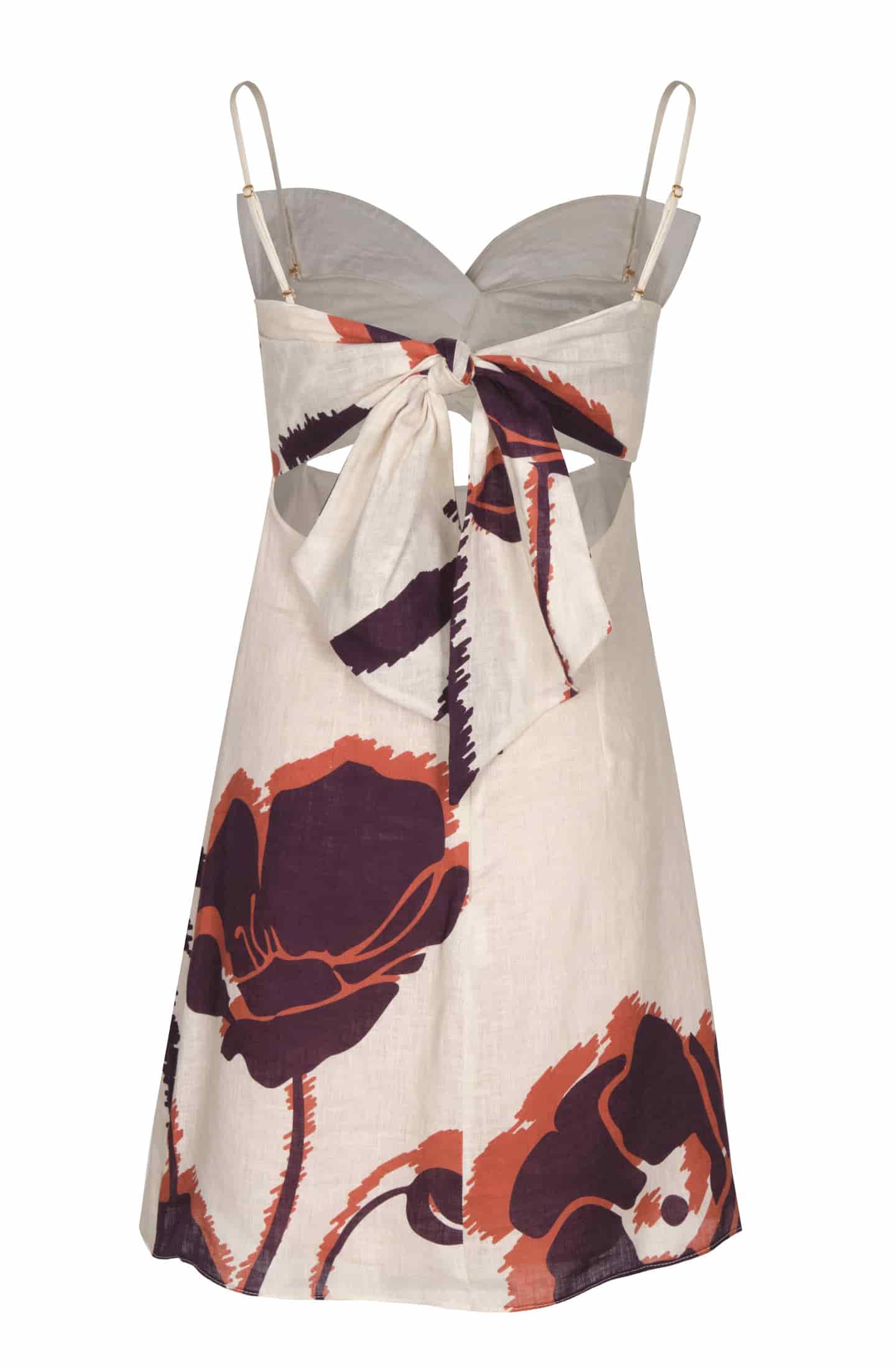 Victoria Linen Mini Dress / Ecru - Purple Gladiolos - miniatura 3