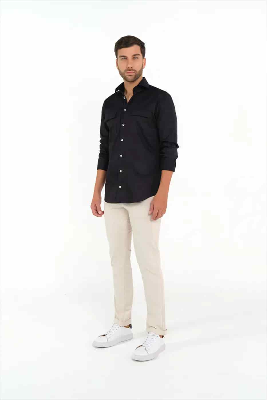 Camisa Slim Fit 100% Algodón Negro - miniatura 3