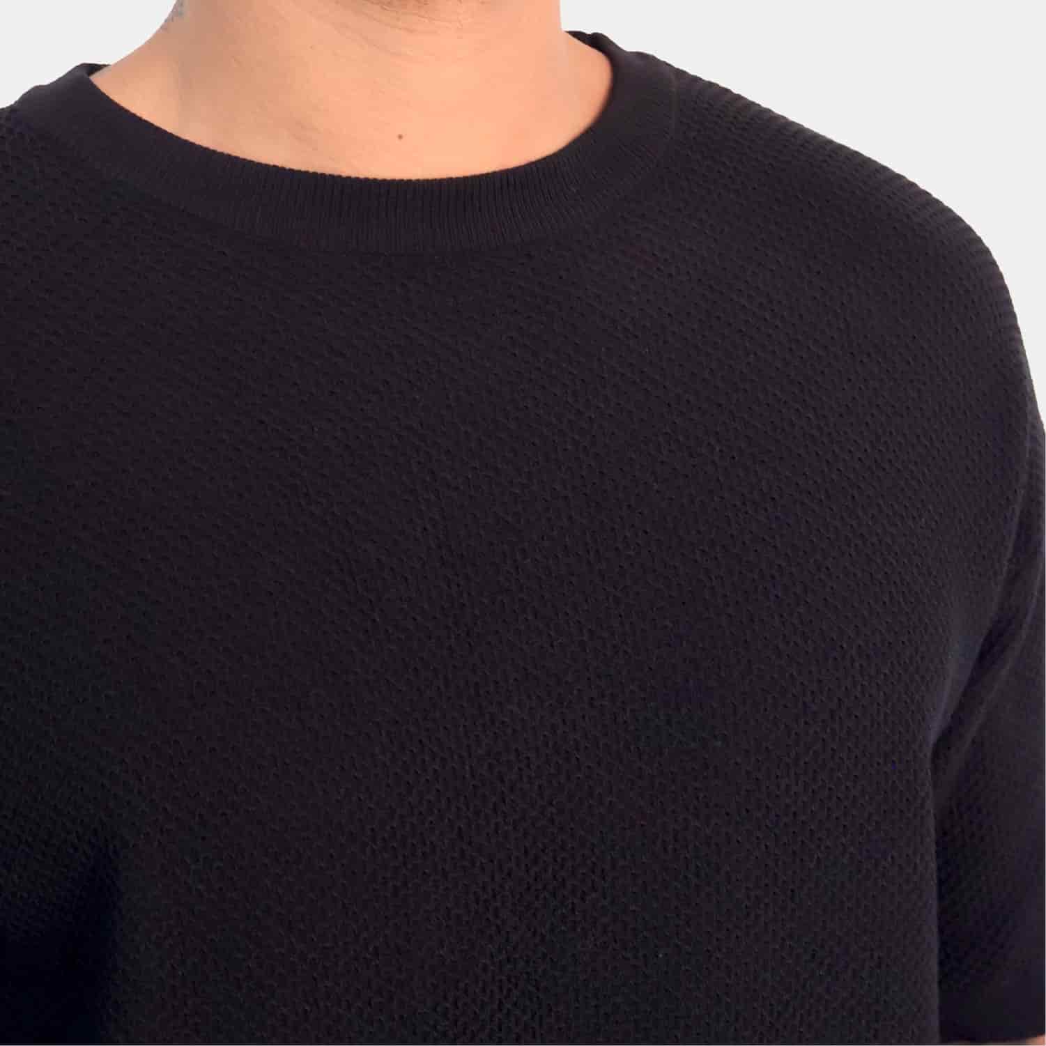 Textured Knit Tee Black - miniatura 4