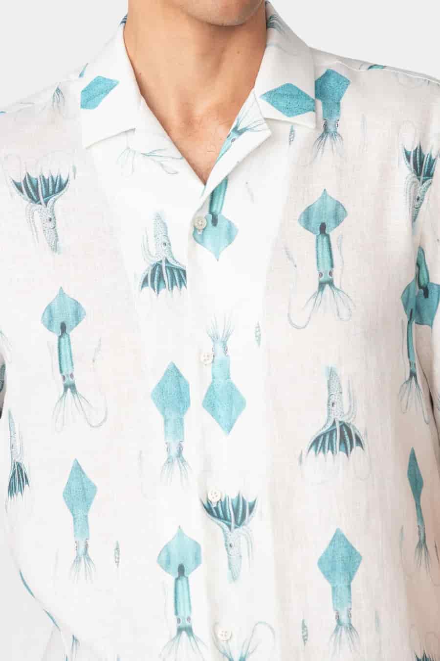 Men's linen shirt white egret - miniatura 10