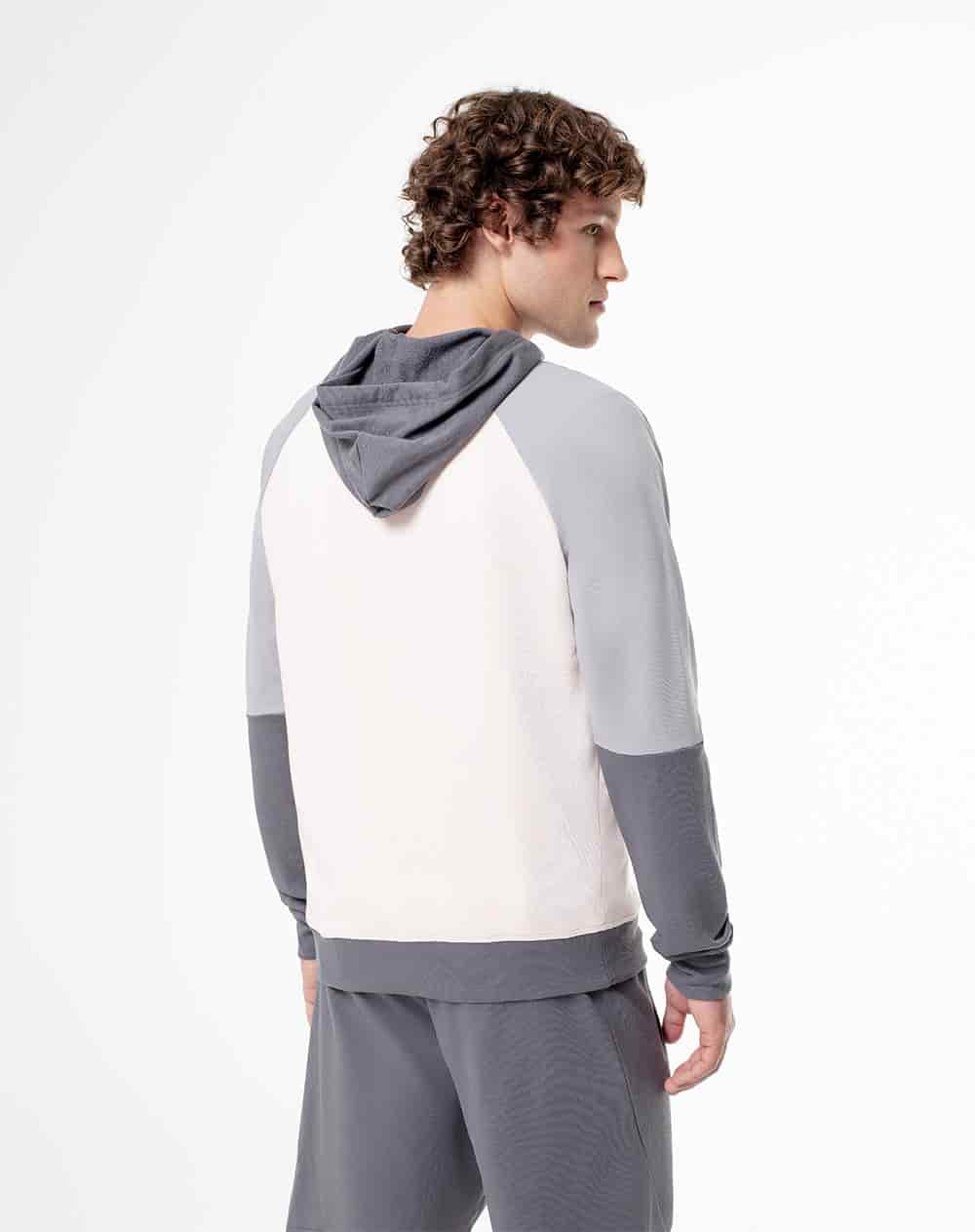 Buzo relax tipo hoddie algodón gris hombre - miniatura 2