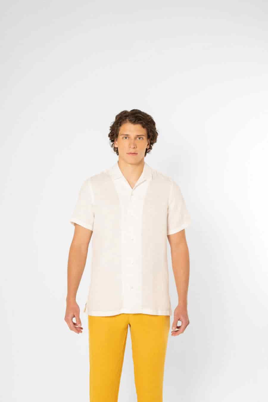 Men's linen shirt yellow octopus - miniatura 4