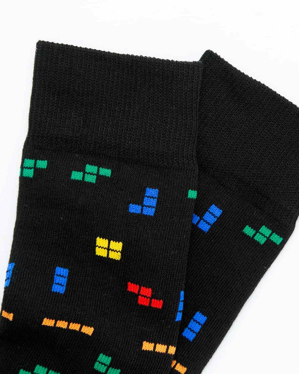 Medias Algodón Estampado Tetris - Fondo Negro - miniatura 4