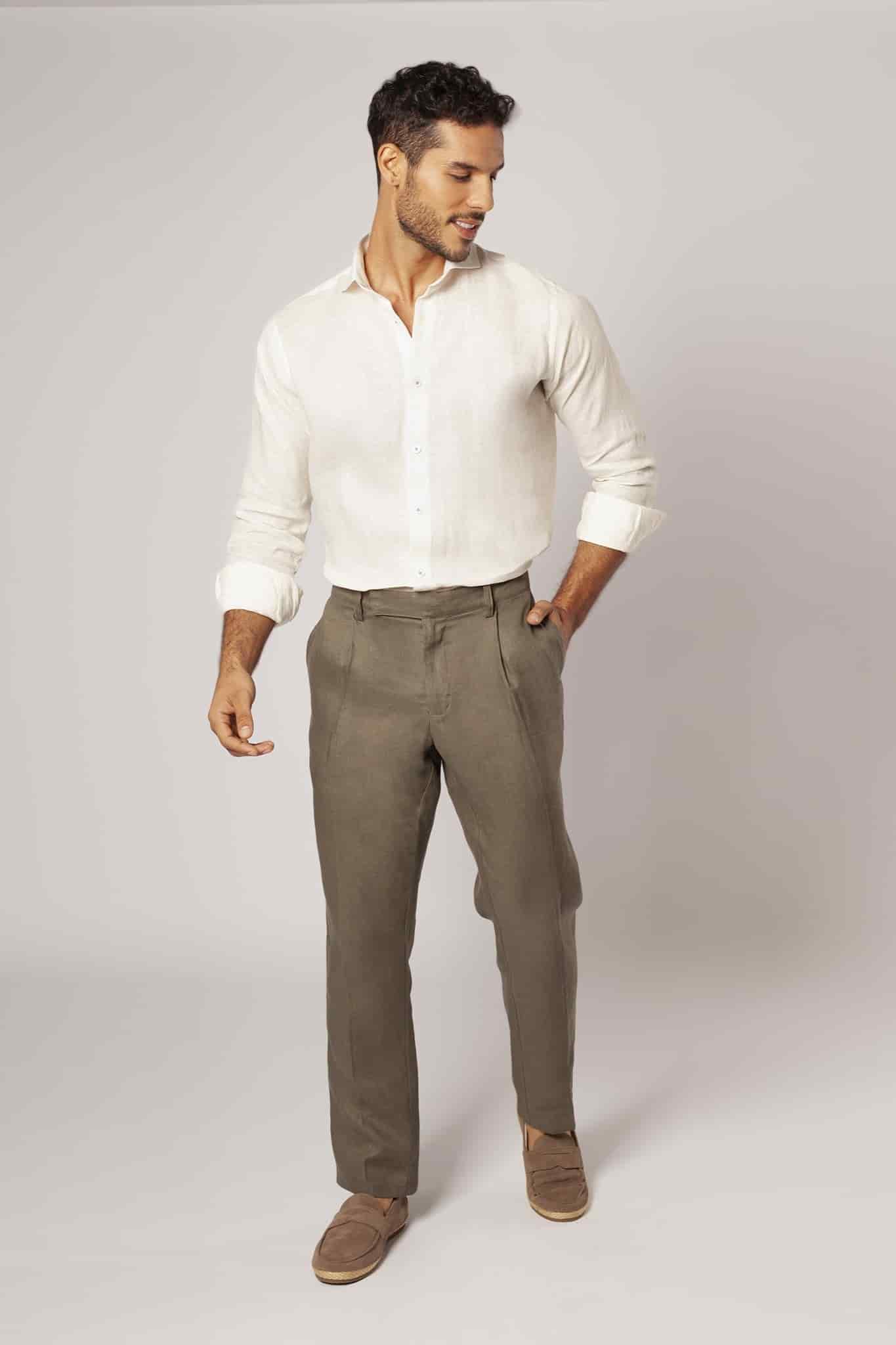 Pantalón Con Prenses 100% Lino - European Flax - miniatura 9