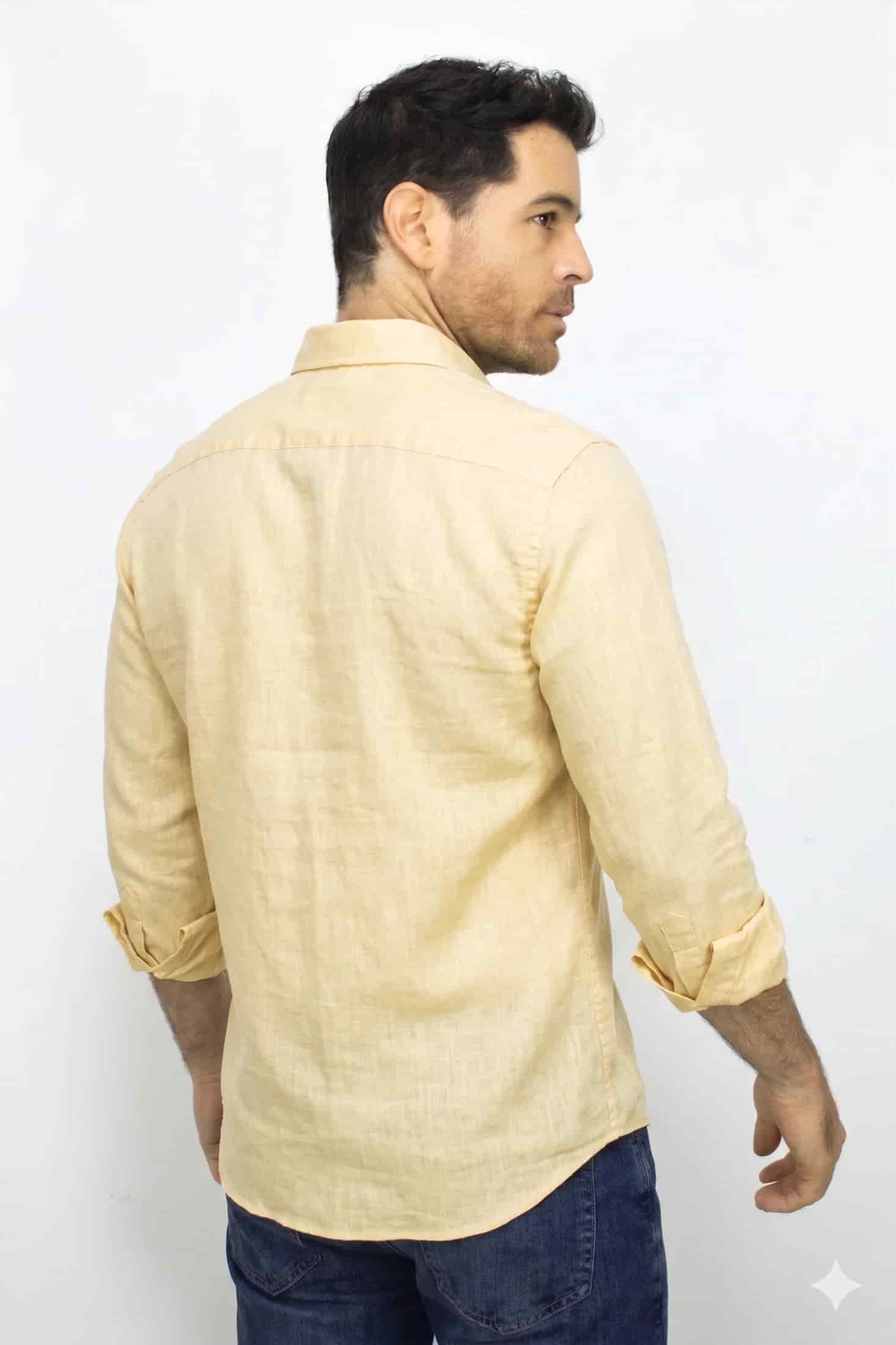 Camisa Lino Manga Larga Para Hombre - miniatura 2