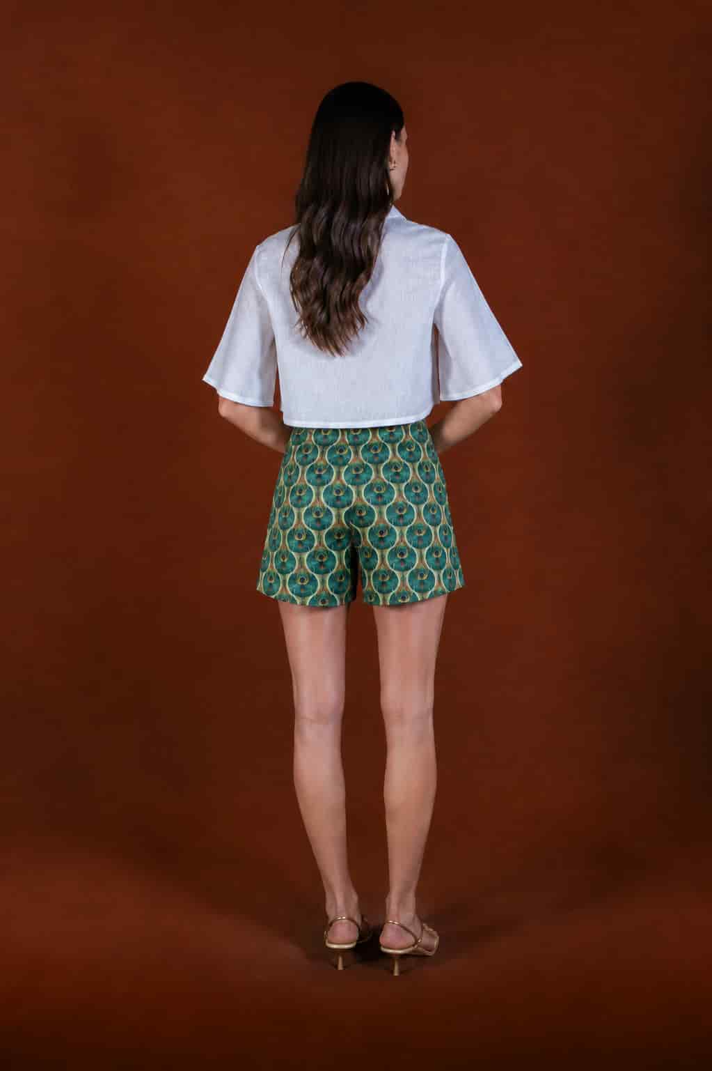 Women's Aridis linen Bermuda shorts green - miniatura 2