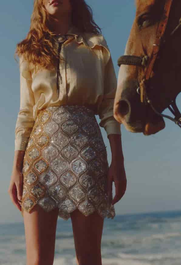 Las Ventas Palms Sequined Mini Skirt / Silver & Gold - miniatura 1