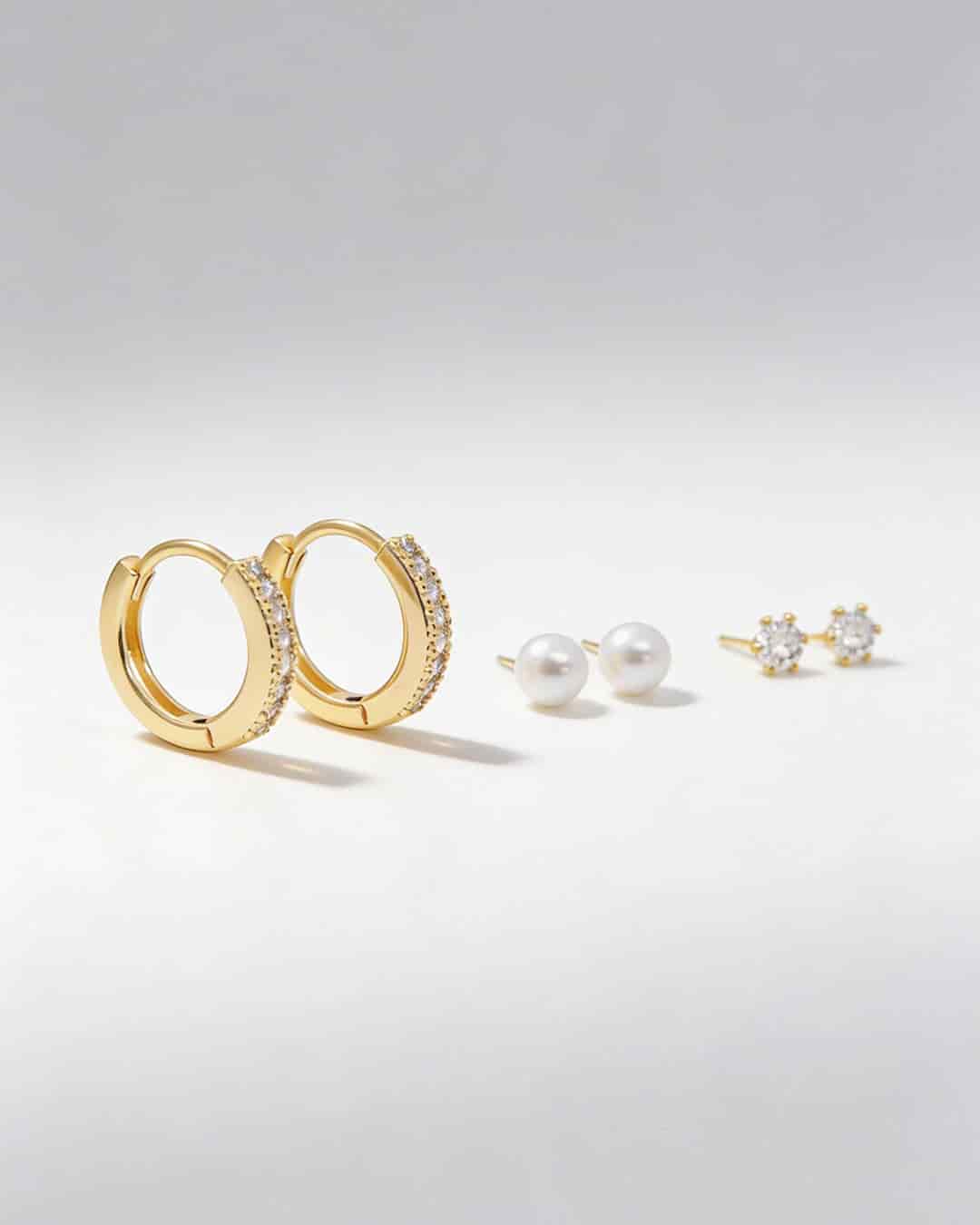 Set X3 Aretes Mini Zircones y Perla - miniatura 1