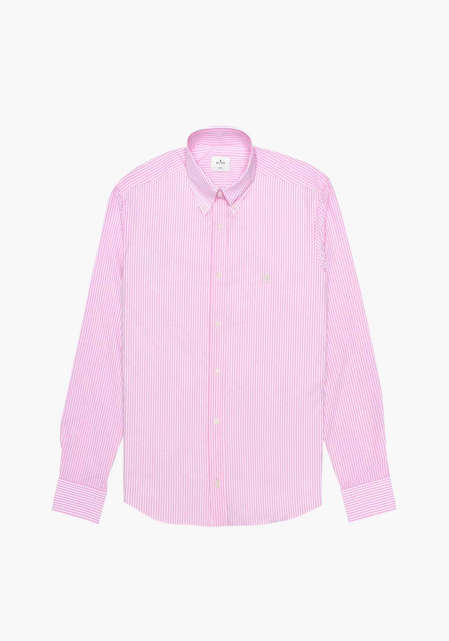 Camisa Rayas Medias Rosada - Blanco Cuello Button Down L- Mar - miniatura 1