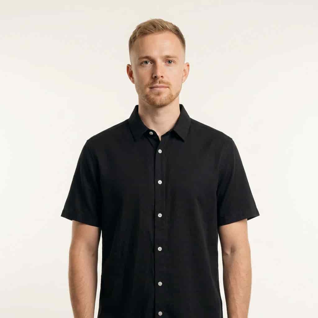 Camisa Cuello Clasico Negra JO011 - miniatura 1