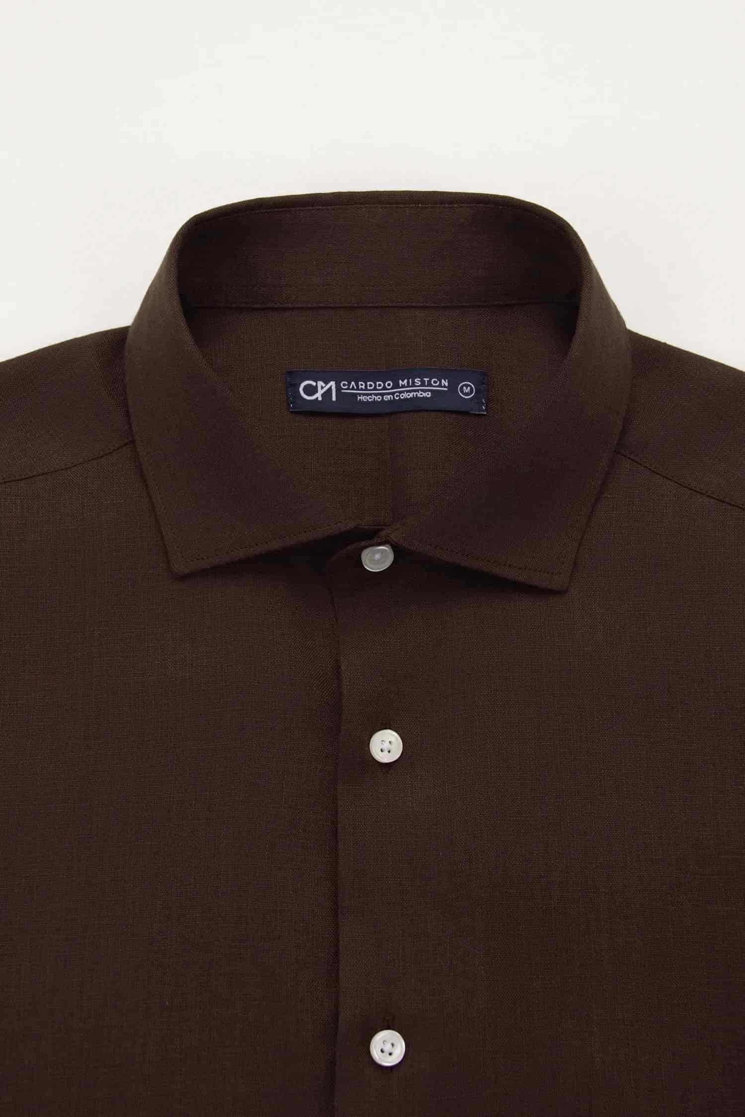 Camisa Button Under Lino Chocolate - miniatura 2