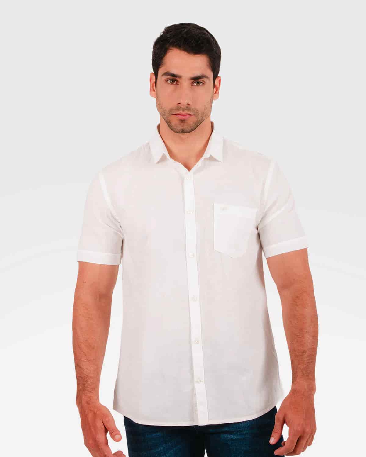 Camisa blanca manga corta para hombre - miniatura 34