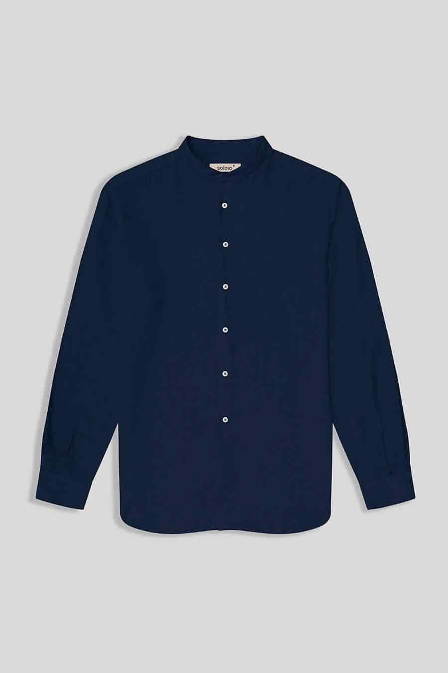 Men's linen shirt mao navy basic - miniatura 1
