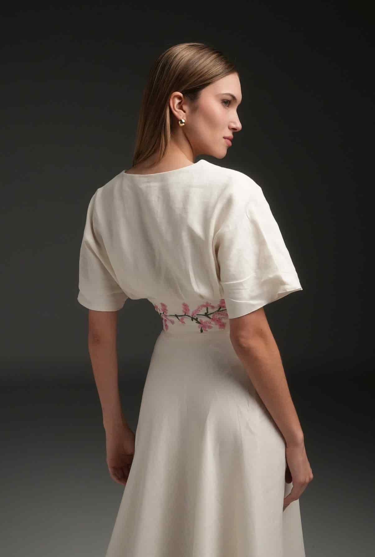 IVORY LUCY LINEN LONG DRESS - miniatura 2