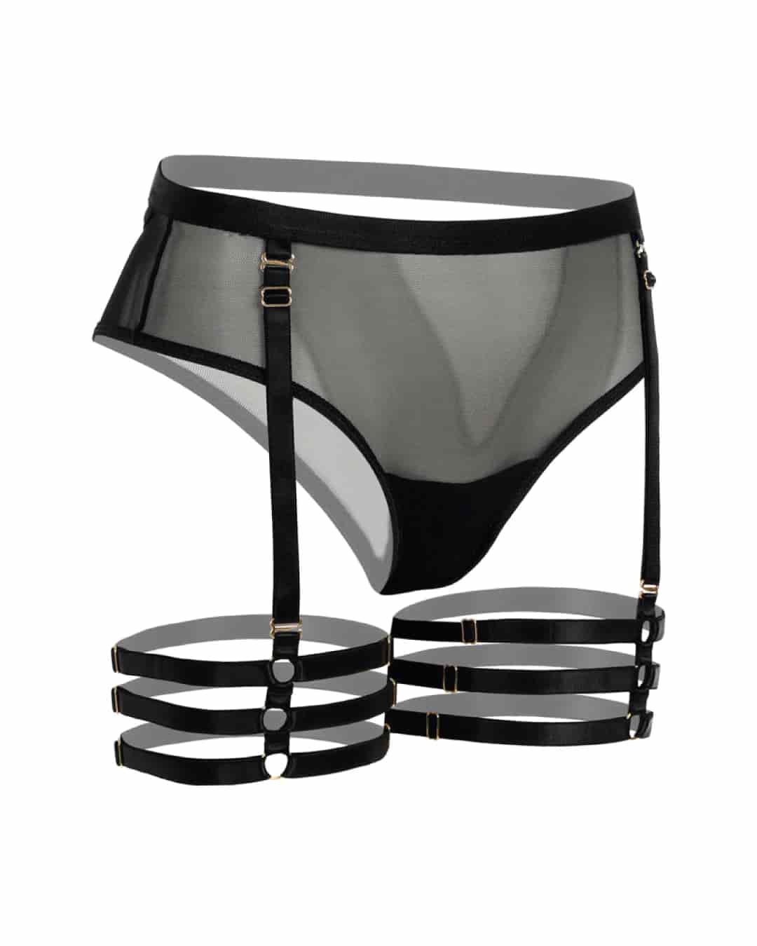 Panty alto con ligueros - SO SEXY NEGRO Tallas: S-L-XL - miniatura 4