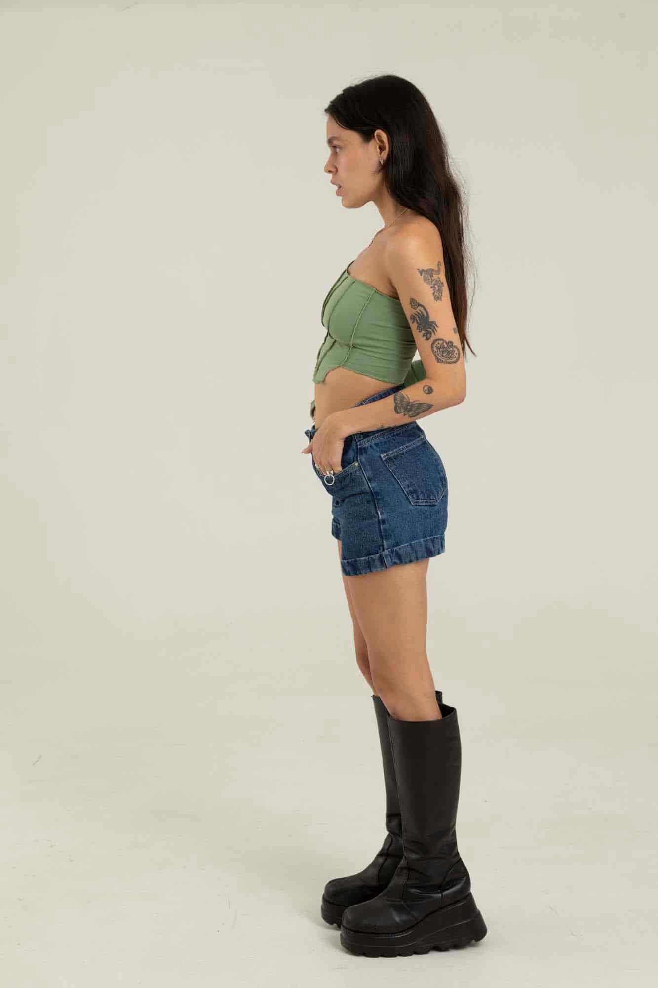 DARK BLUE DENIM SHORT - miniatura 12