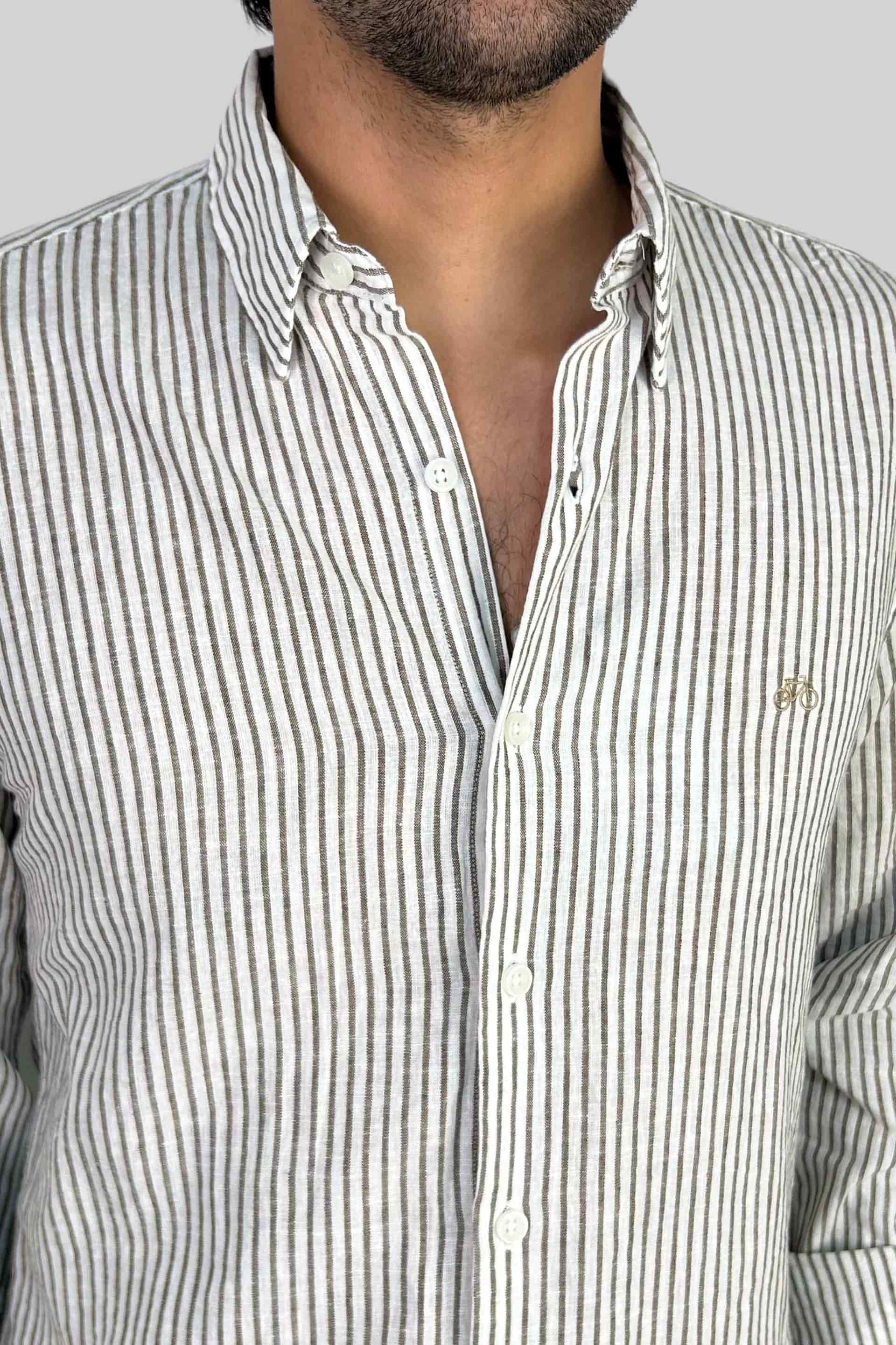CAMISA LINO BROWN LINES - miniatura 2