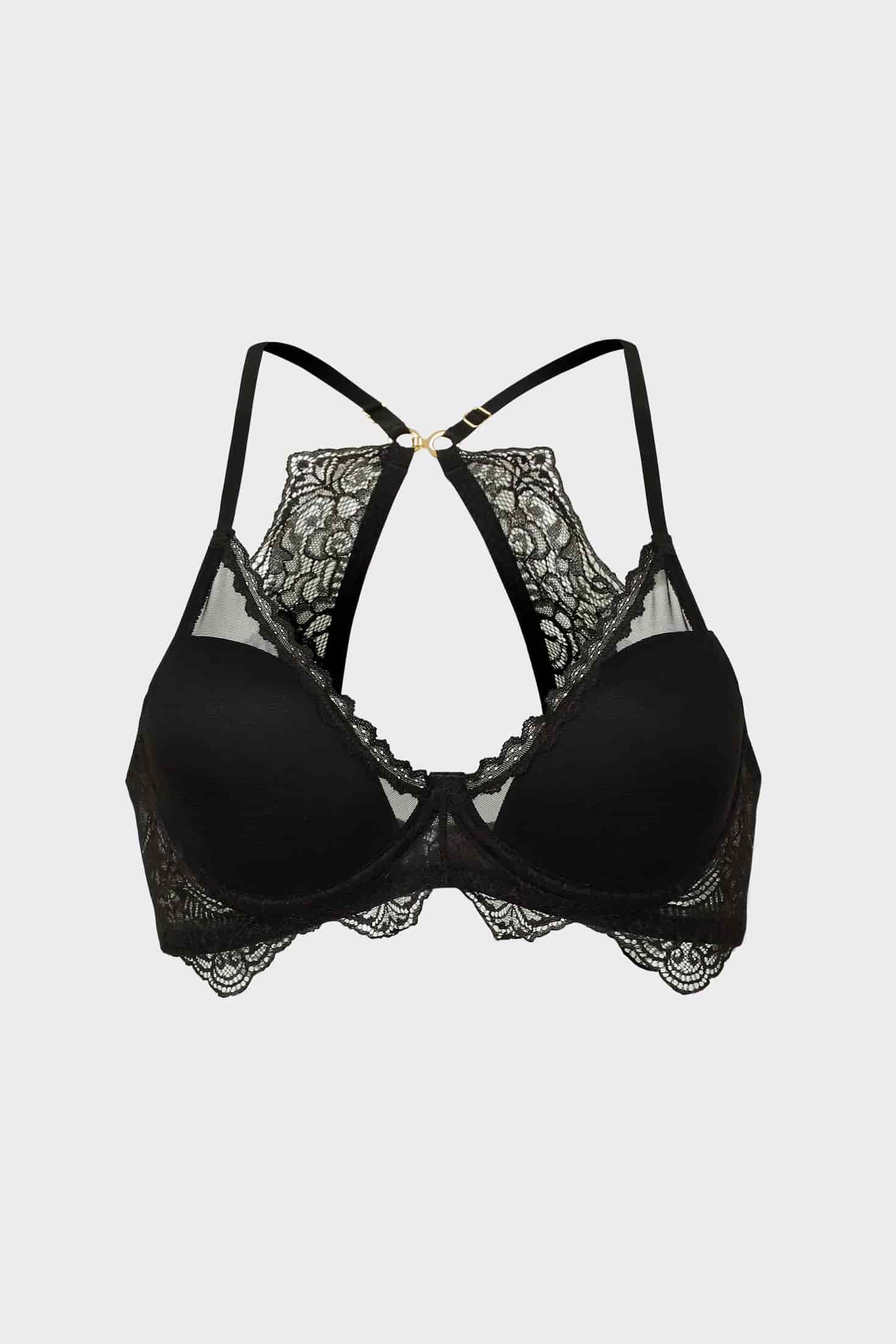 BRASIER ELLIPSE CON COPA LISA EN ESCOTE PROFUNDO BOREAL NEGRO - miniatura 2