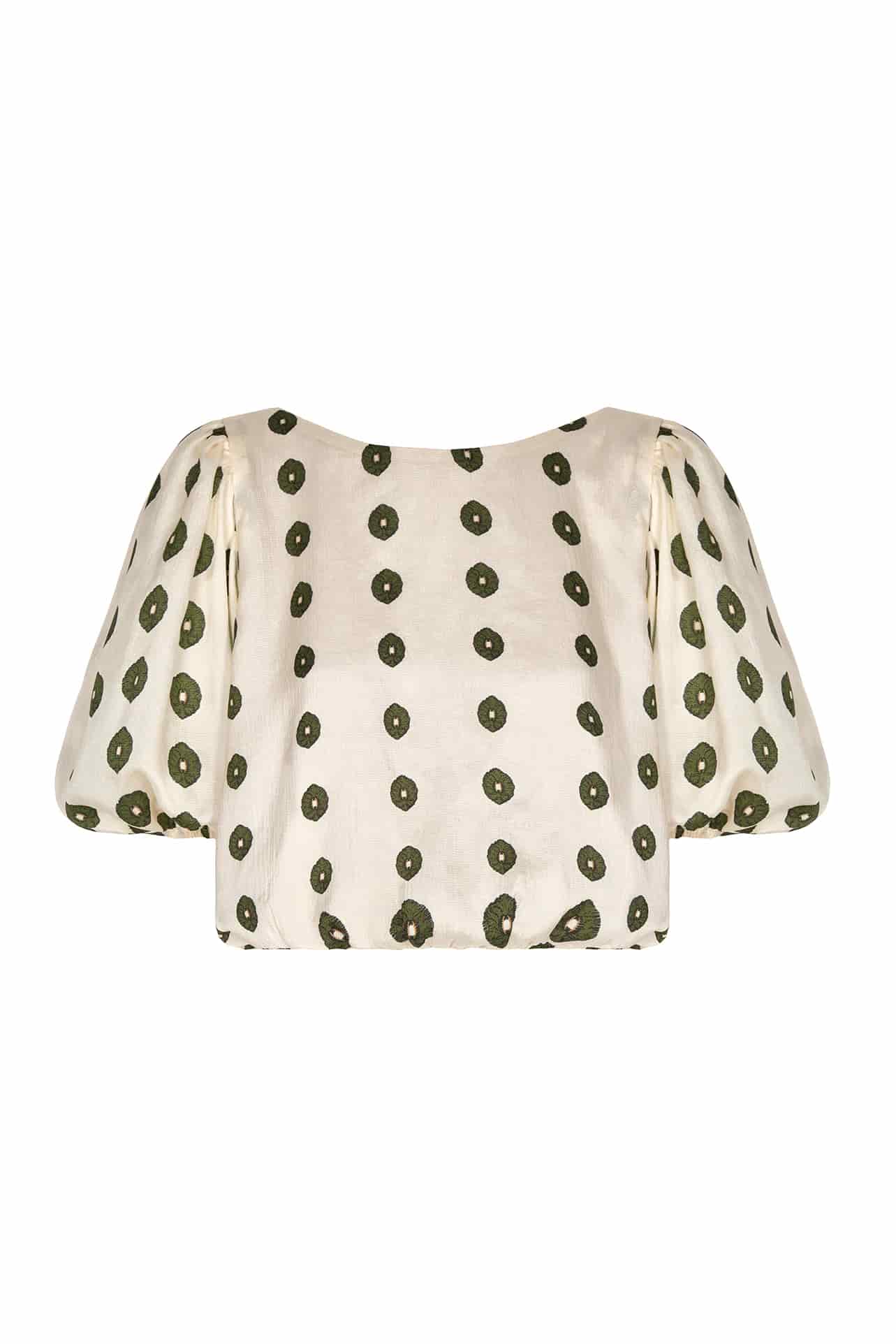 Guayacan Silk Martellato Blouse / Ivory Green Chintz - miniatura 1