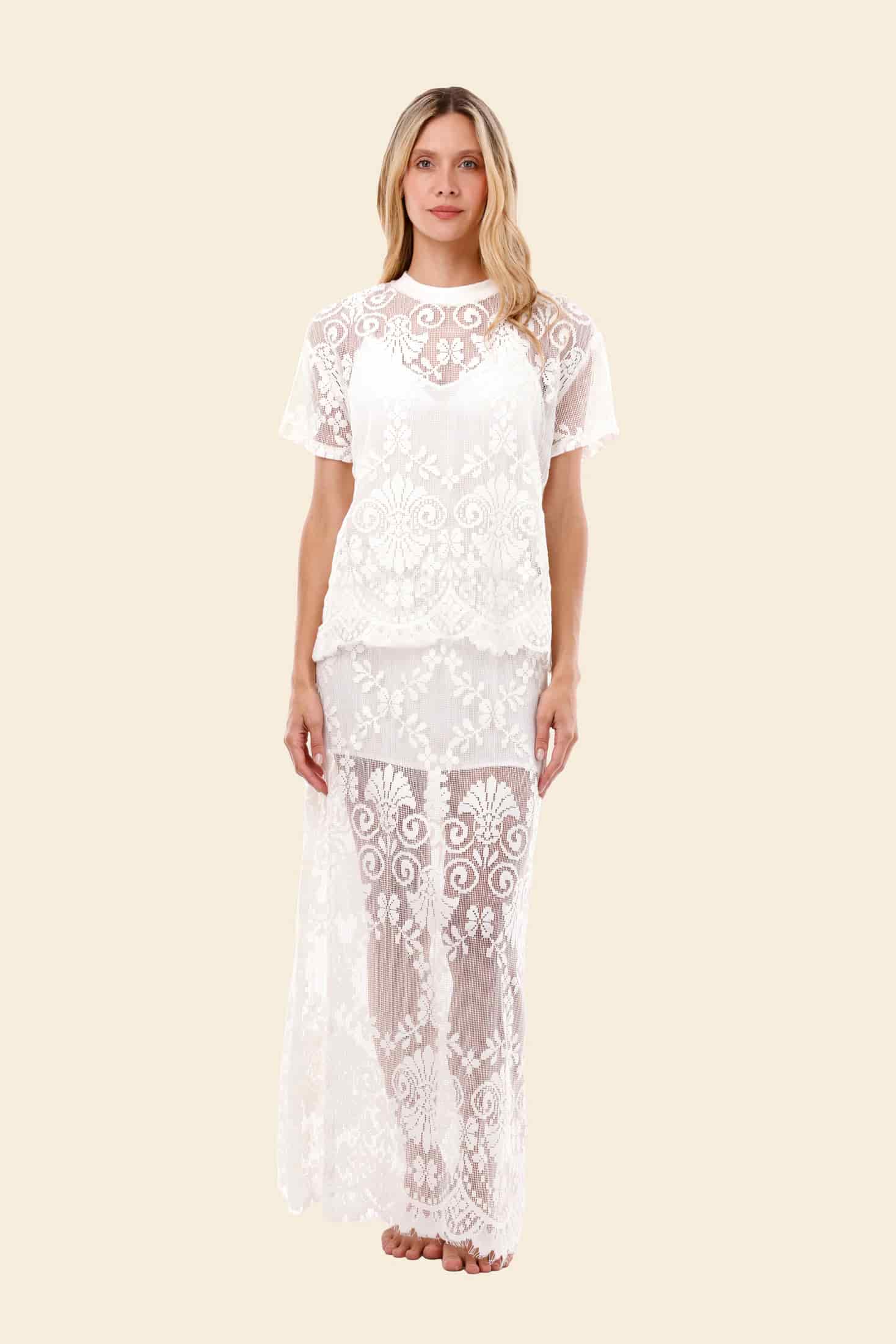 Ivory Encaje Sleek Skirt - miniatura 5