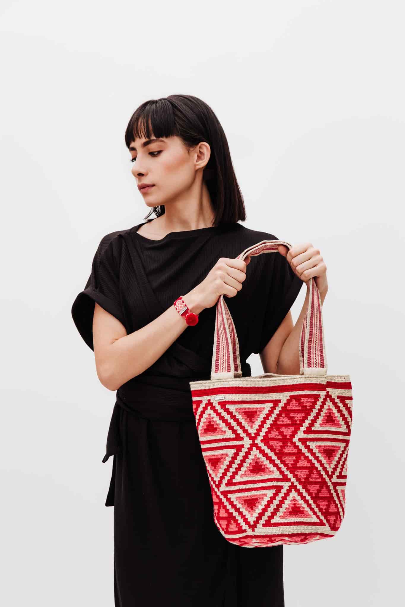 Bolso de Playa Wayuu Rojo Salmón - miniatura 2
