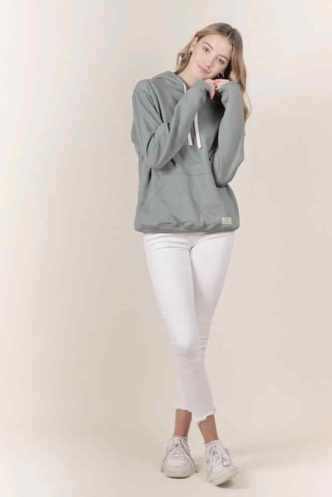 HOODIE VERDE OLIVA UNISEX- BAÁSICO - miniatura 1
