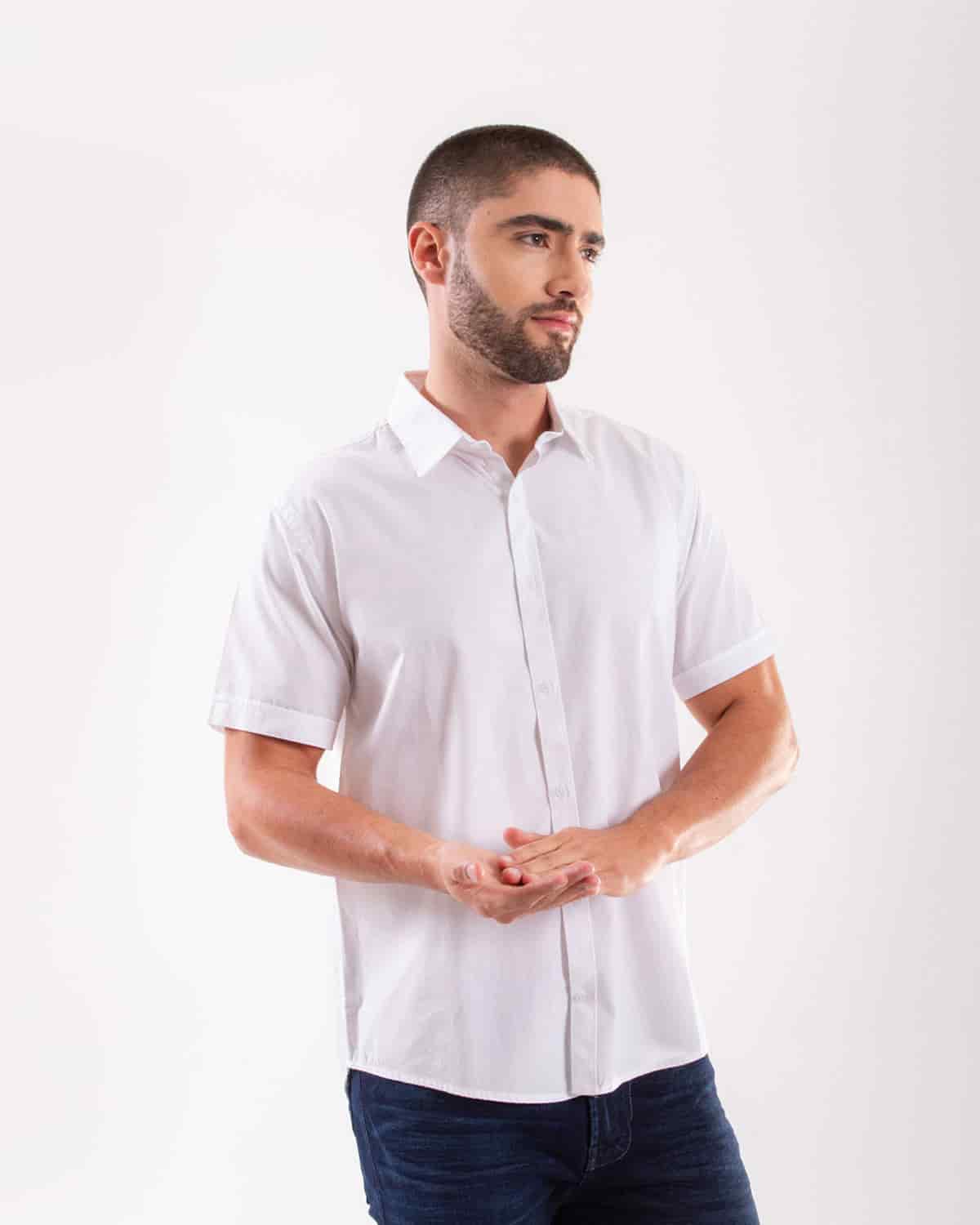 Camisa blanca manga corta para hombre - miniatura 84
