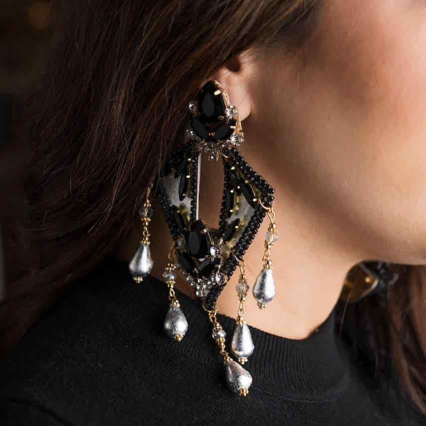 Diamond Black & Silver Earrings - miniatura 2