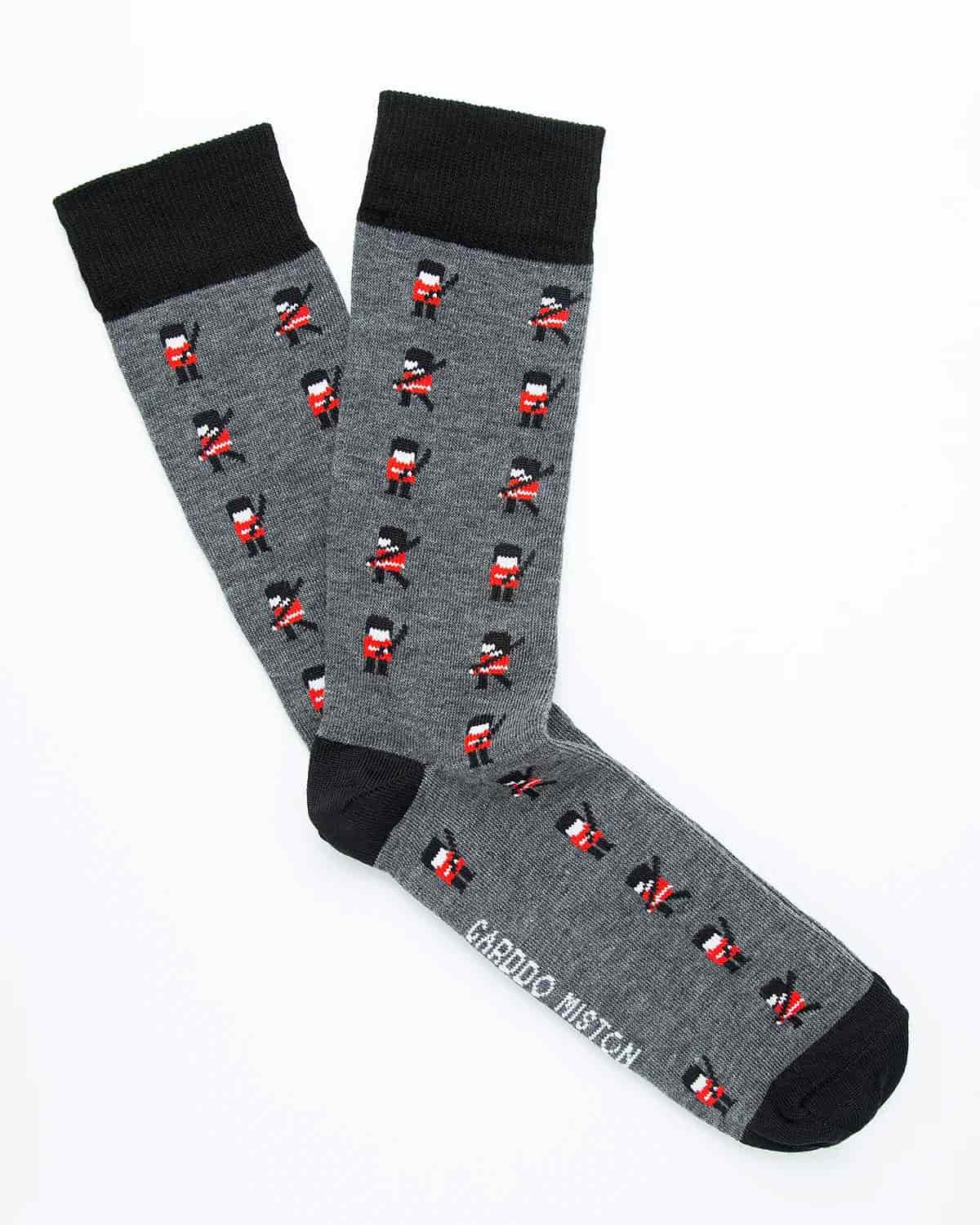 Medias Algodón Estampado Soldados Ingleses - Fondo Gris - miniatura 1