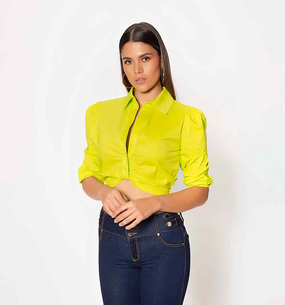 Crop tipo camisero  manga 3/4 - miniatura 6