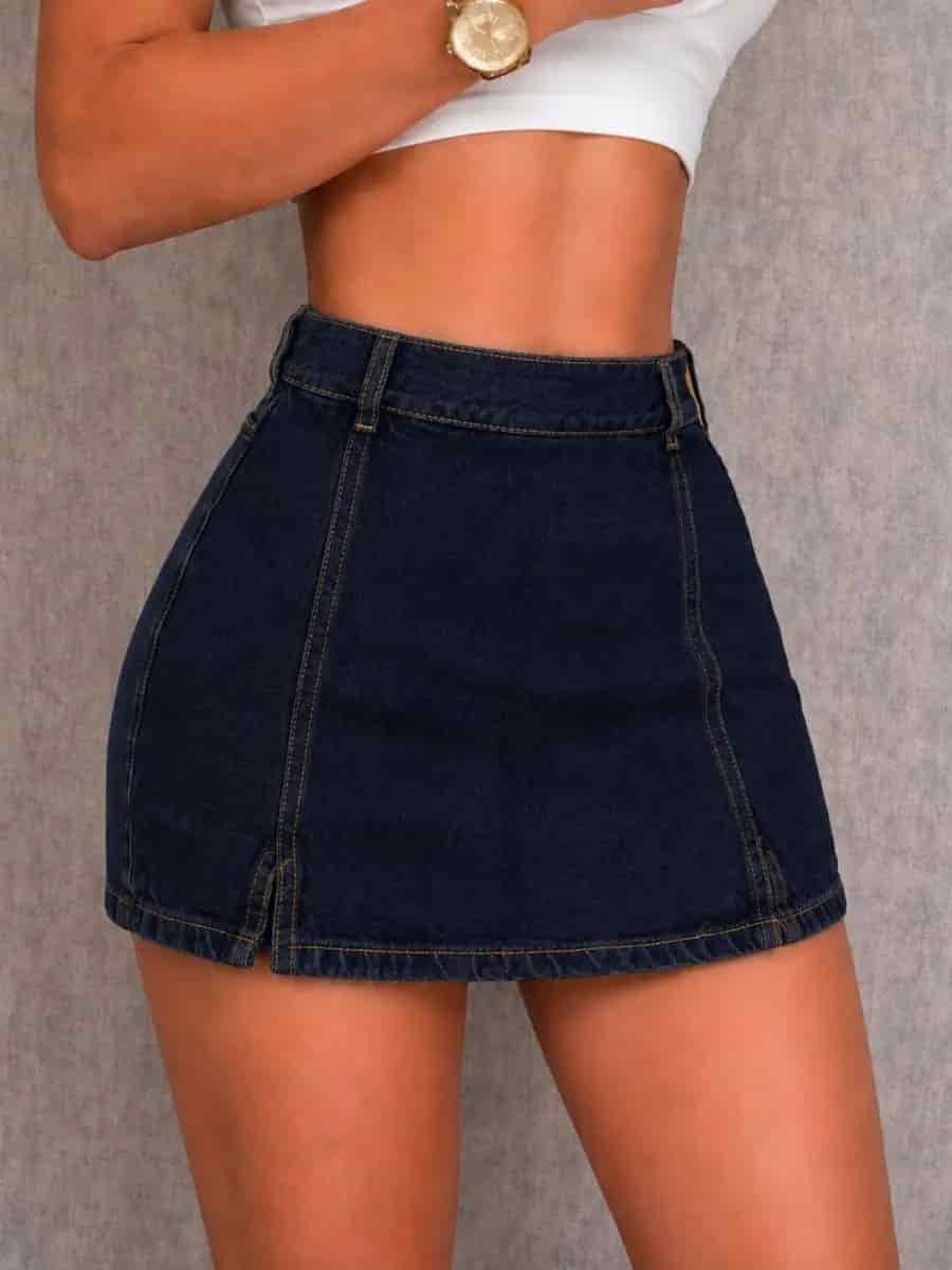 Falda Short Jean Camelia Oscuro ￼ - miniatura 2