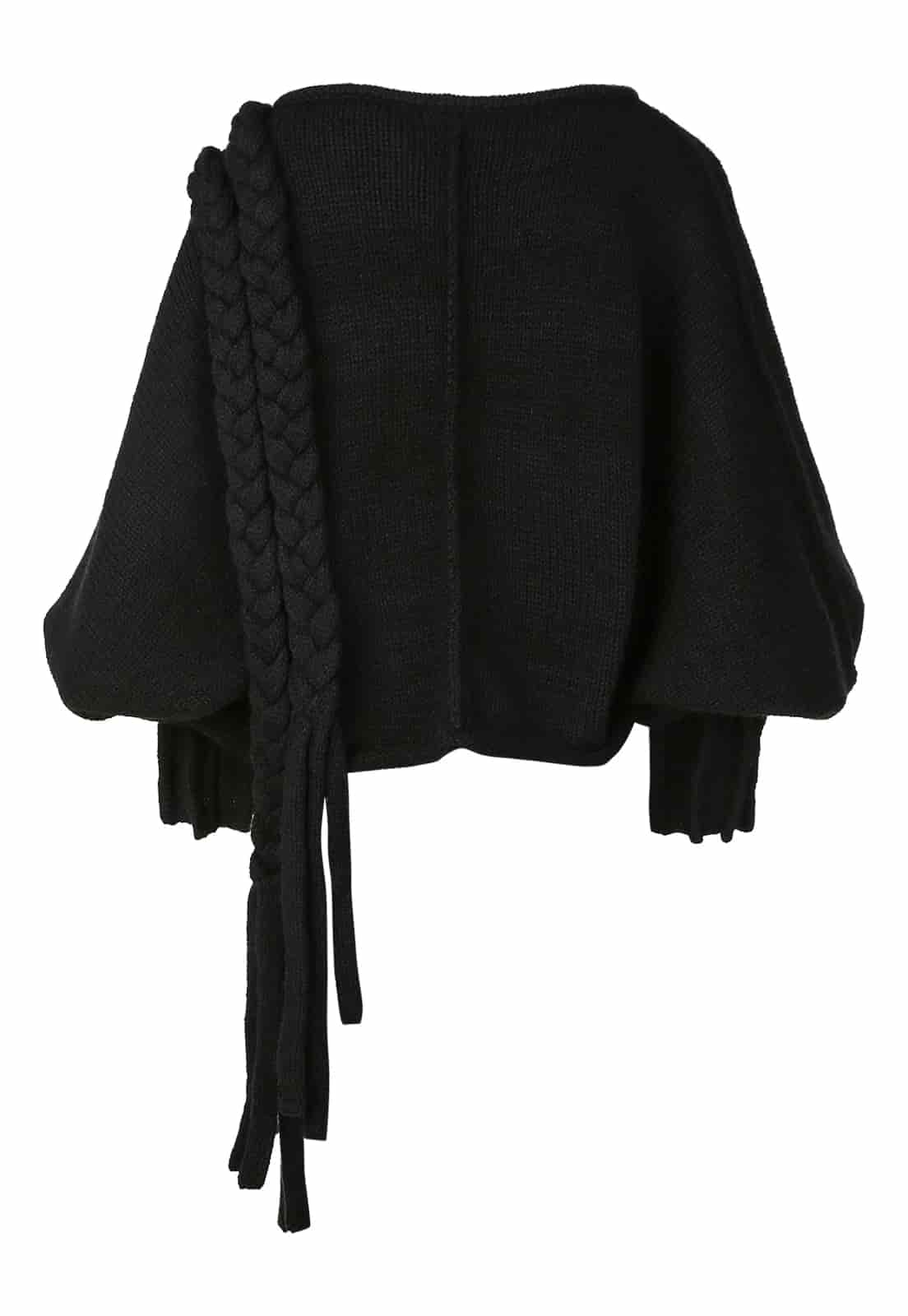 KNITTED SWEATER WITH LONG BRAIDS - miniatura 3