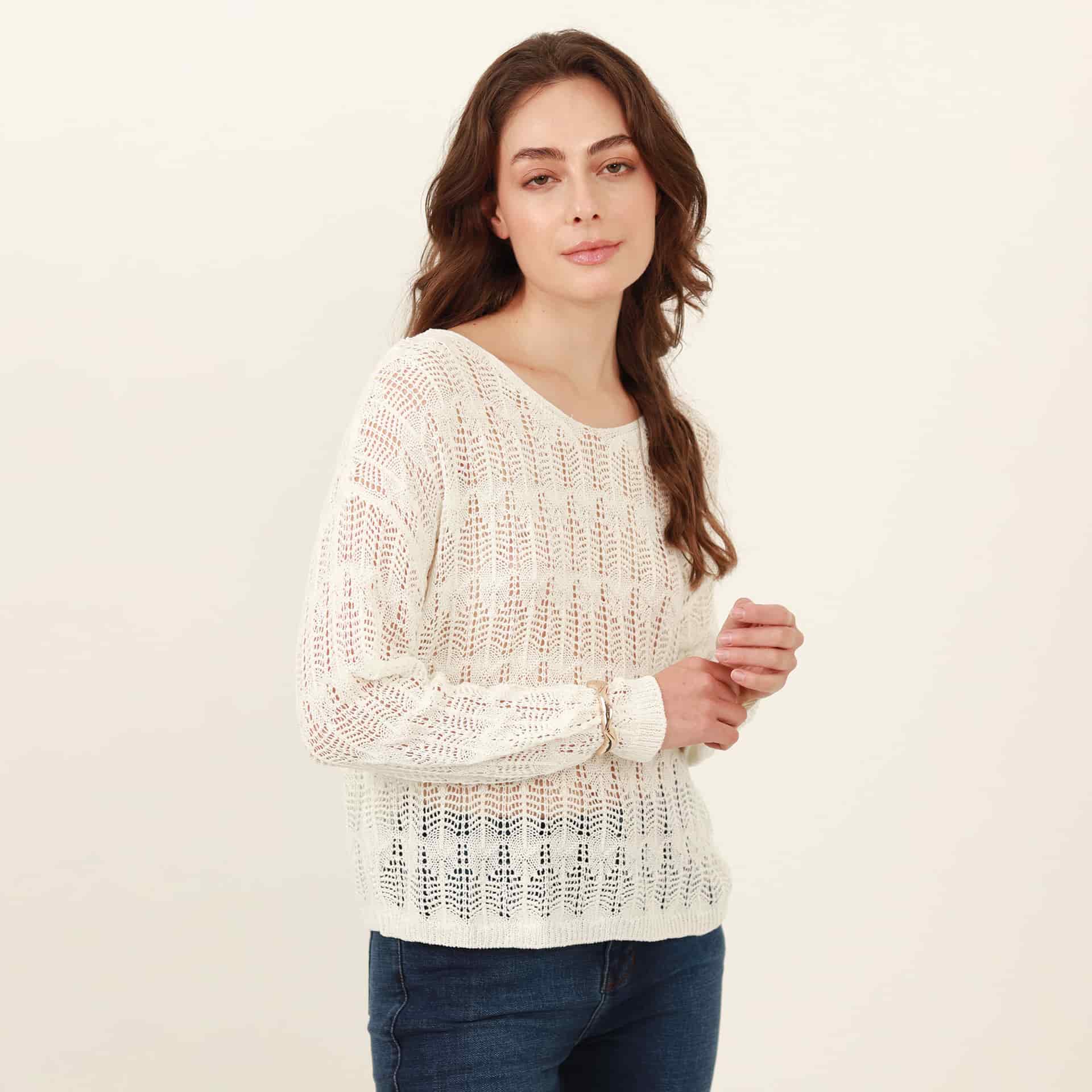 Sweater cuello redondo manga larga con textura - miniatura 10