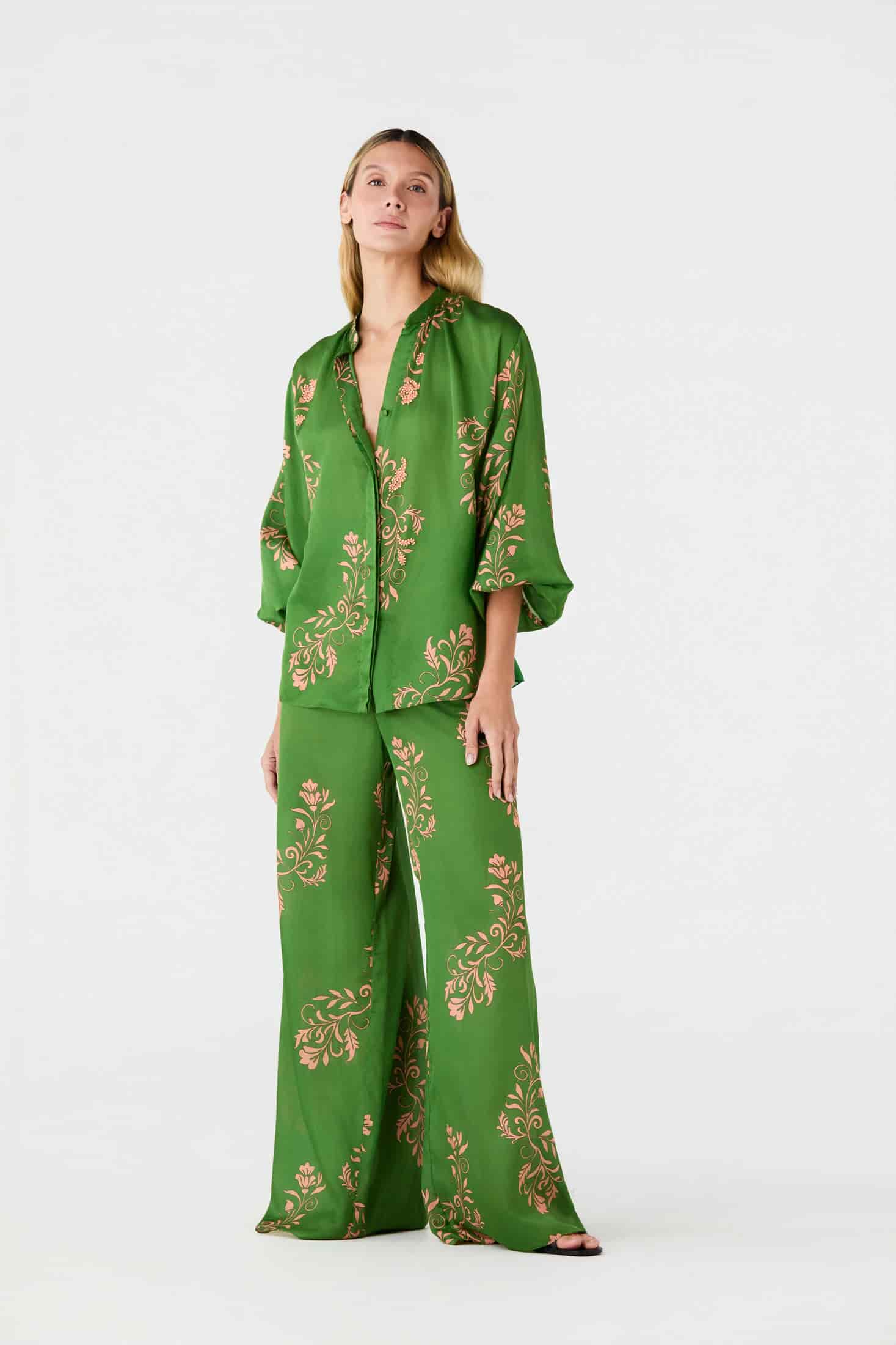 Don Simon Cotton Silk Shirt / Green Buganvilias - miniatura 2