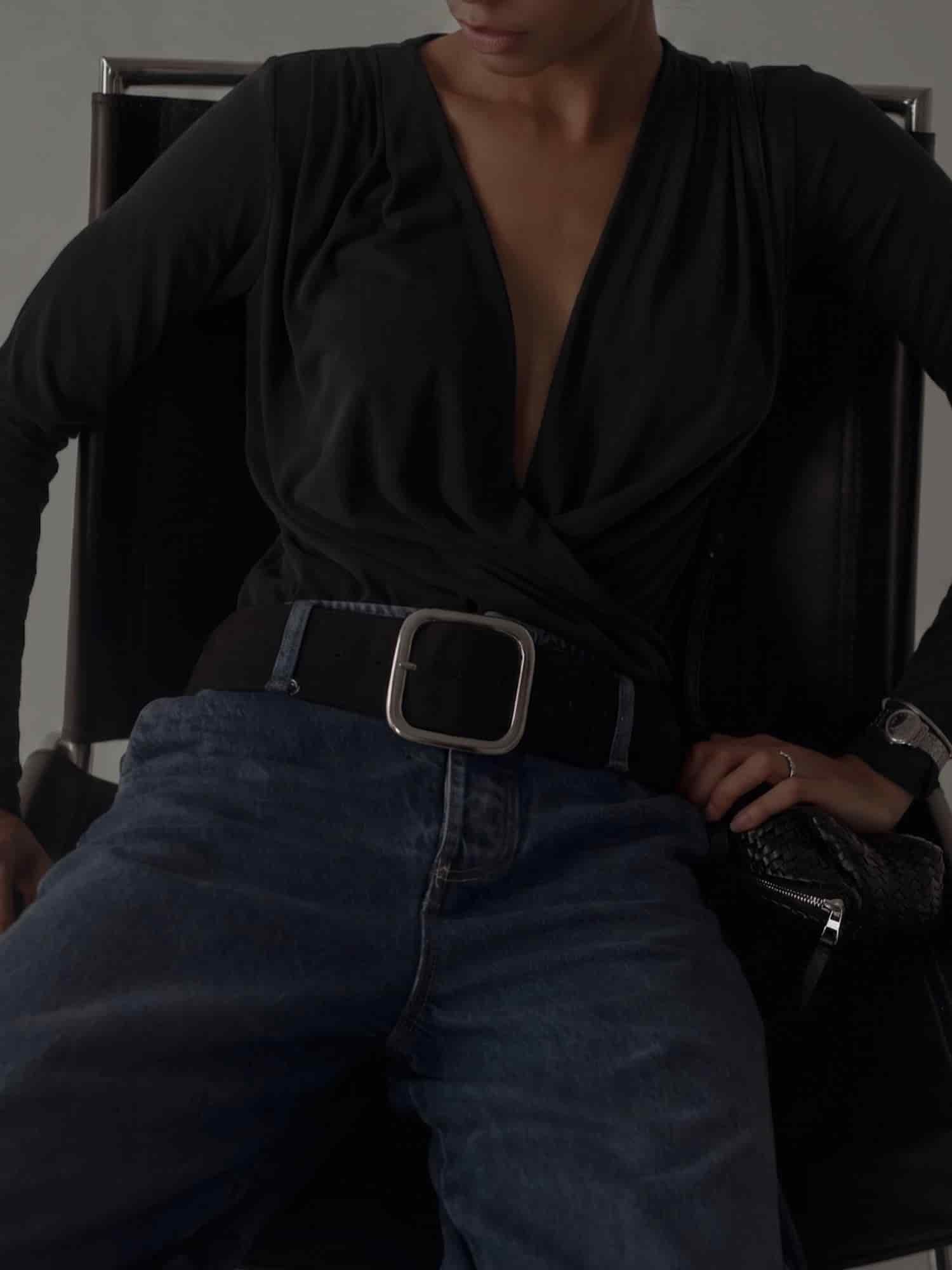 LONG SLEEVE FLOWY BODY - BLACK - miniatura 8