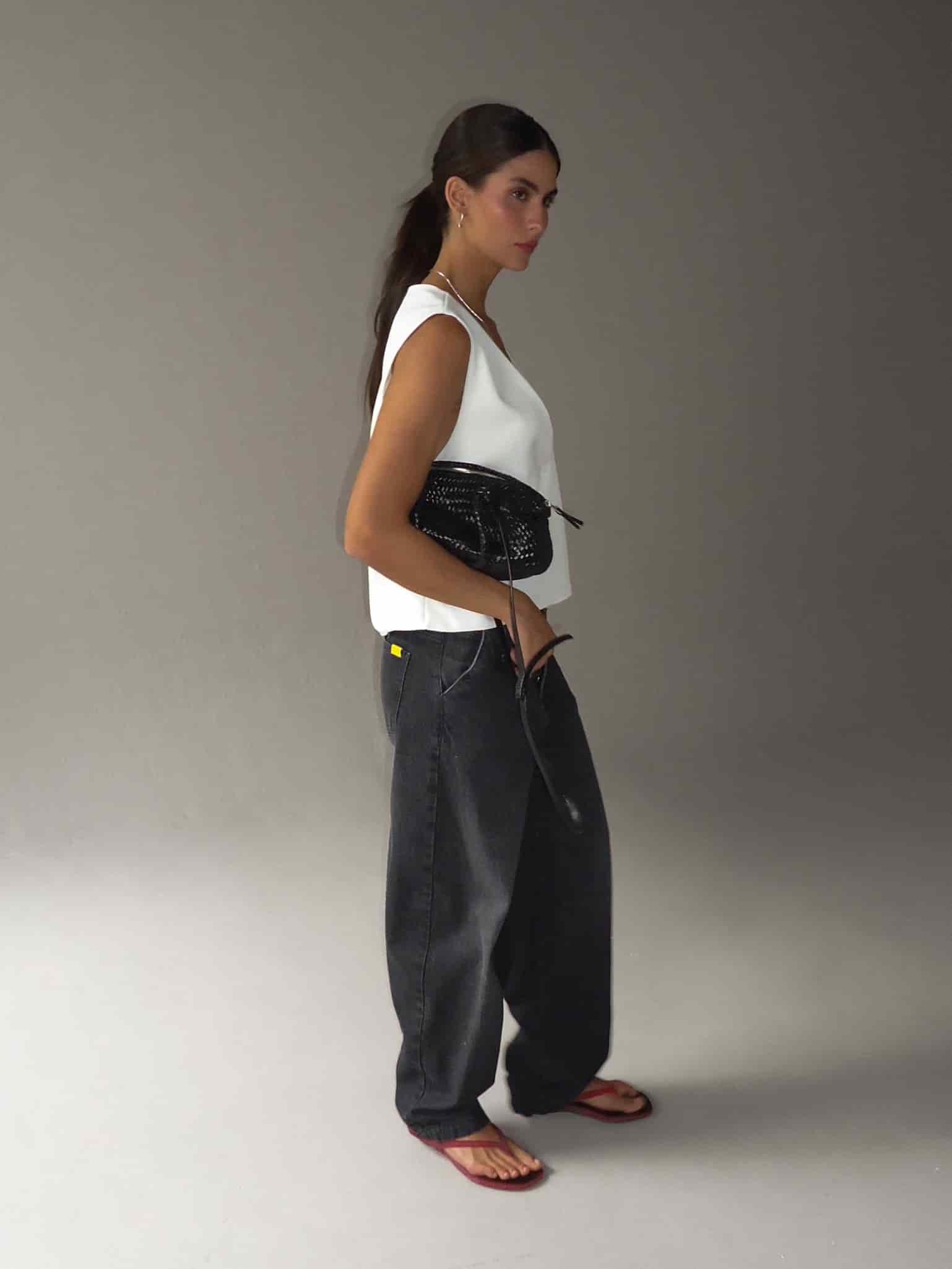 ONE BUTTON LONG VEST - SOFT WHITE - miniatura 7