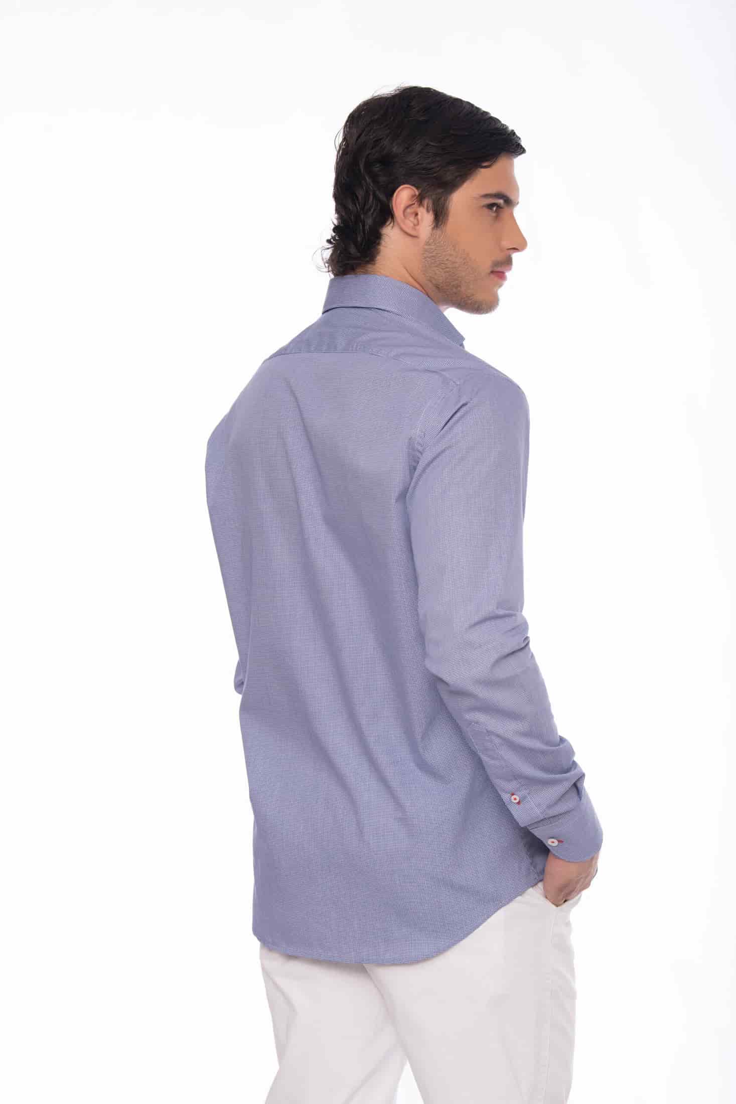 Camisa Algodón Azul Cuadros - miniatura 3