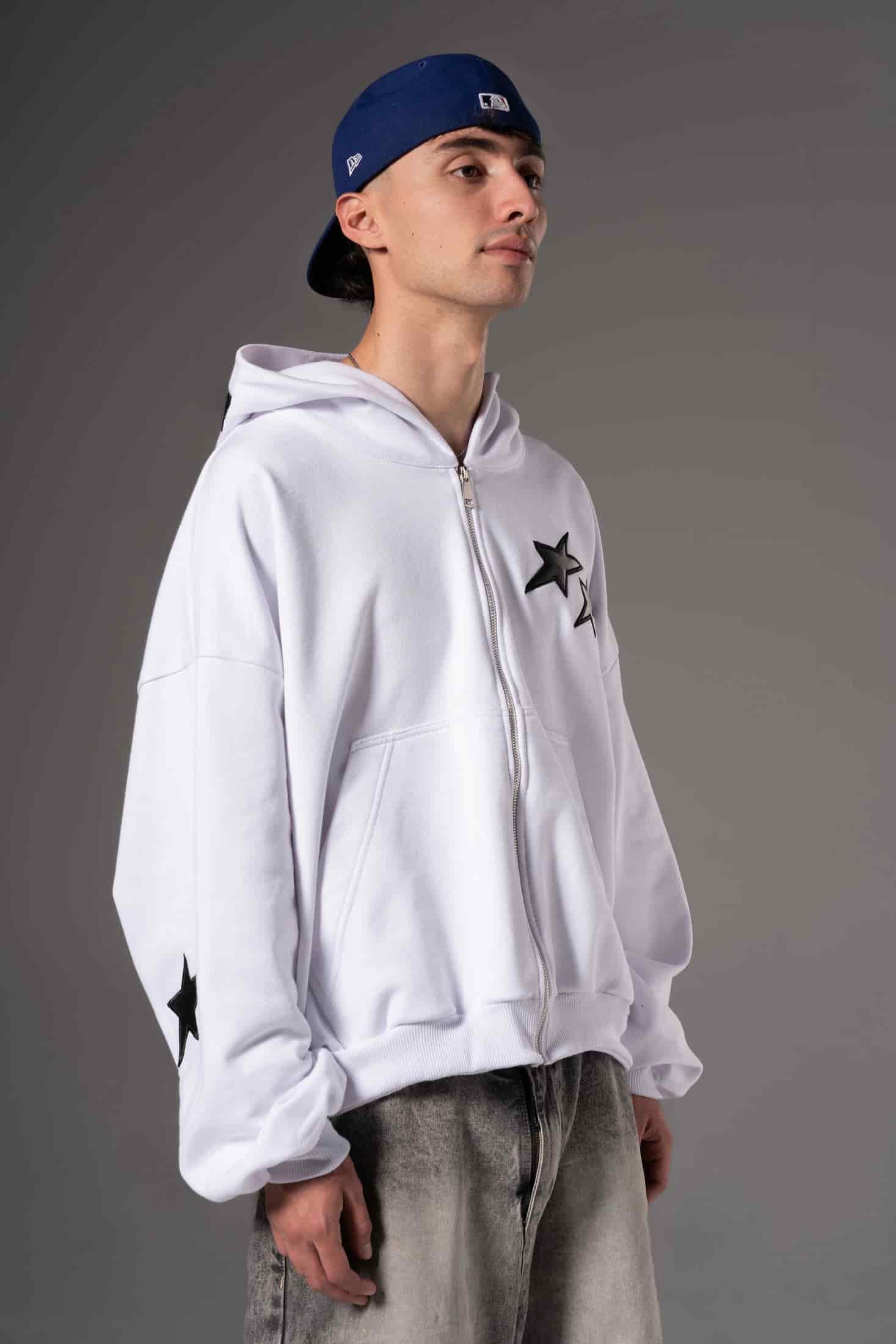 Double Zip Hoodie Boxy fit estrellas negras - miniatura 9