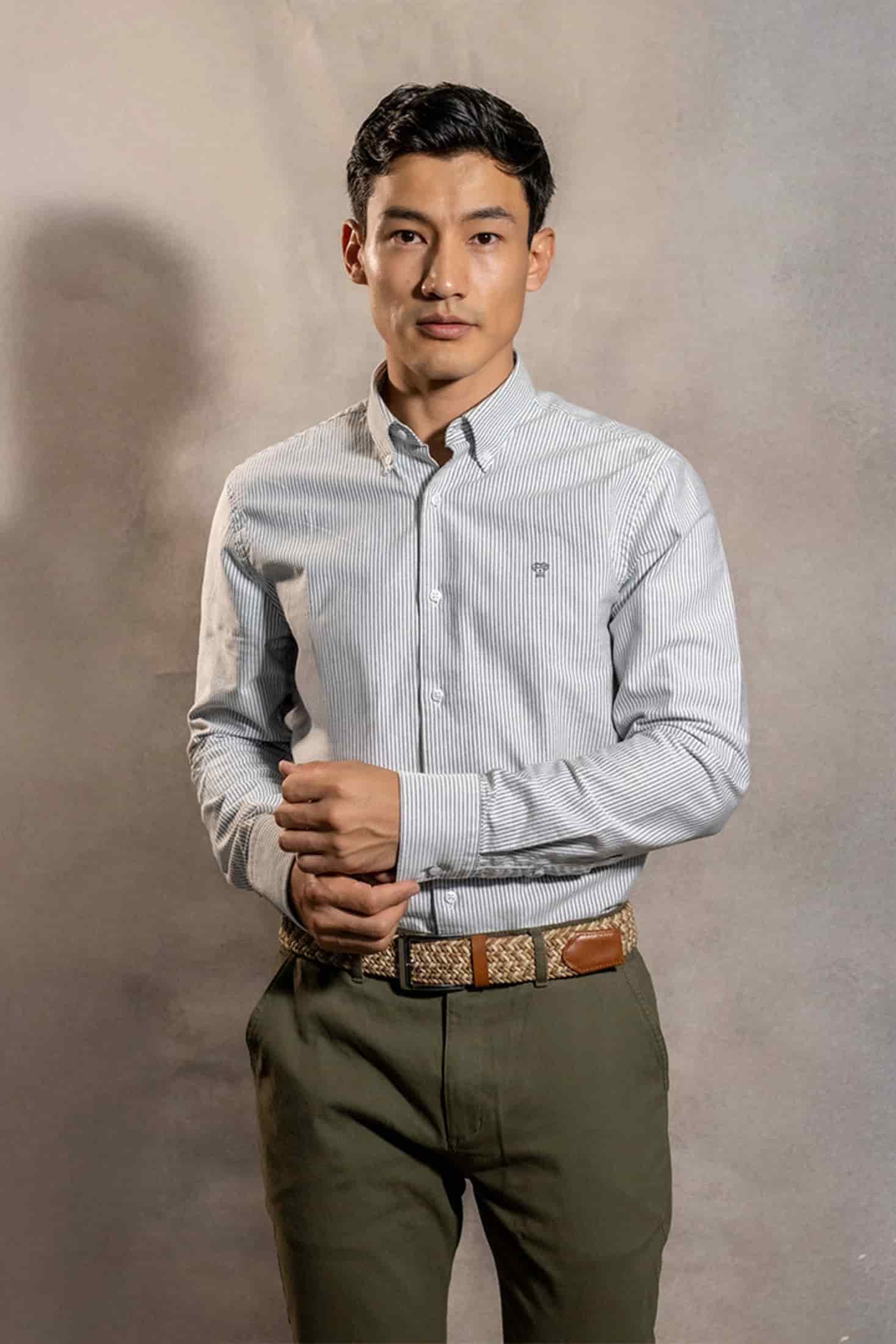 Camisa Antimanchas Oxford Rayas Dark Grey Cornell - miniatura 1