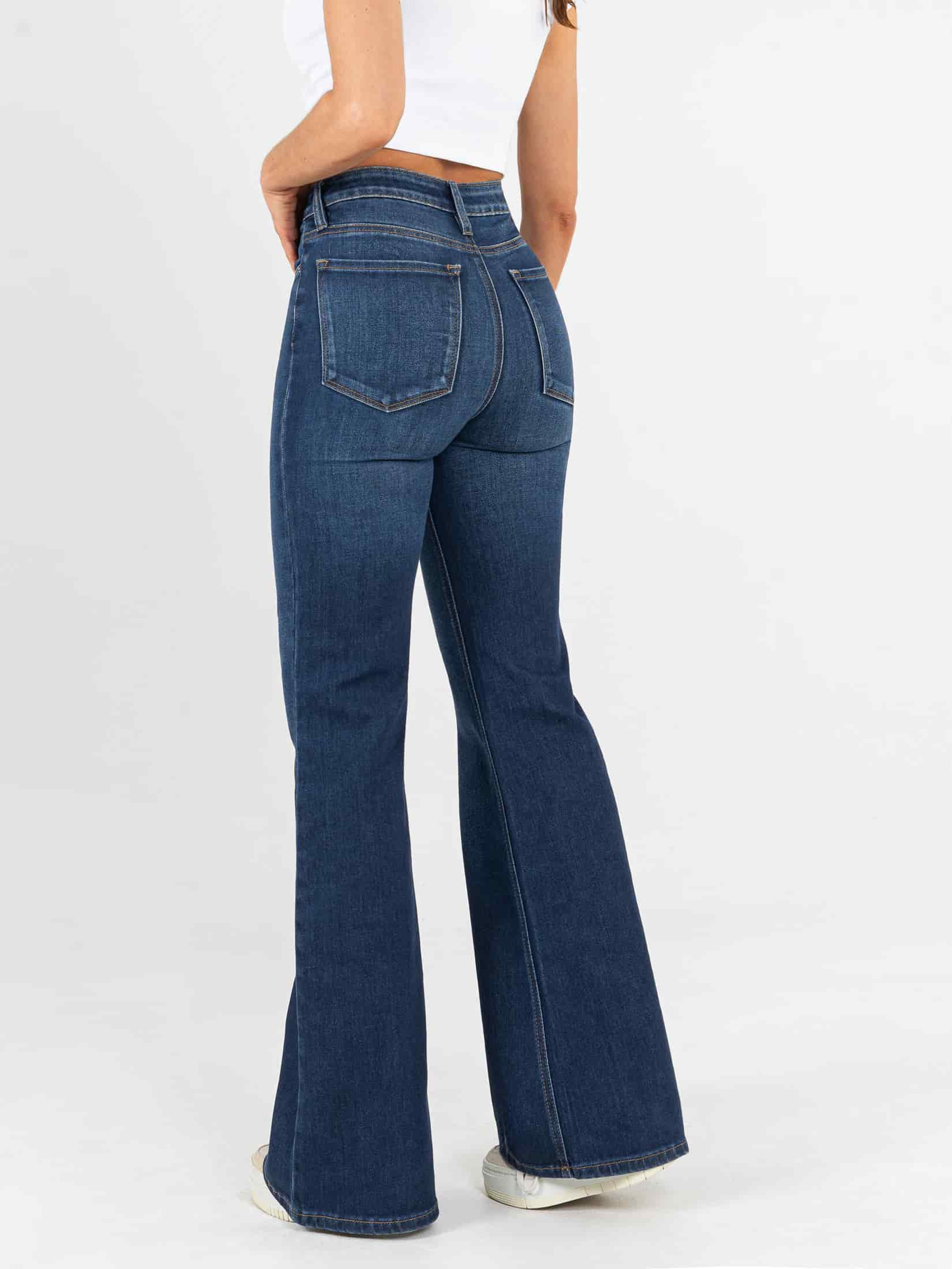 Ref: 065295 Jean flare stretch, bota ancha, tiro alto, tono azul medio oscuro - miniatura 2