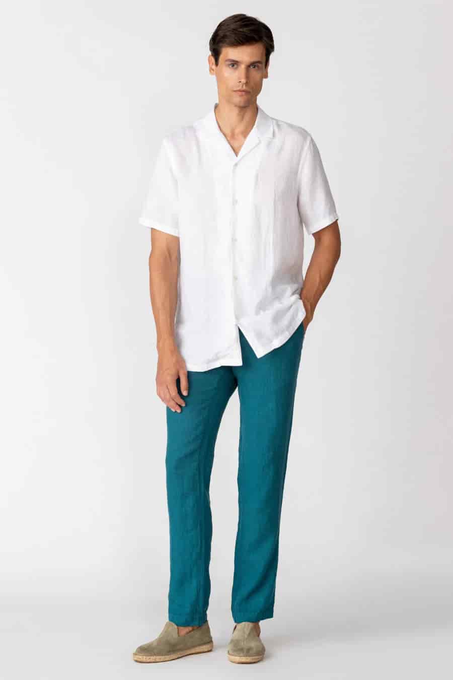 Men's linen shirt white epiro - miniatura 9