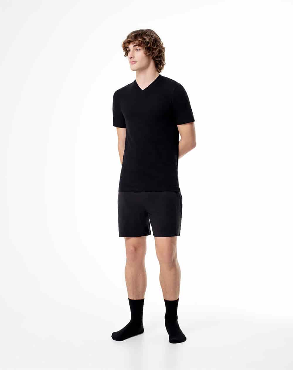 Camiseta relax algodón jersey negra hombre - miniatura 4