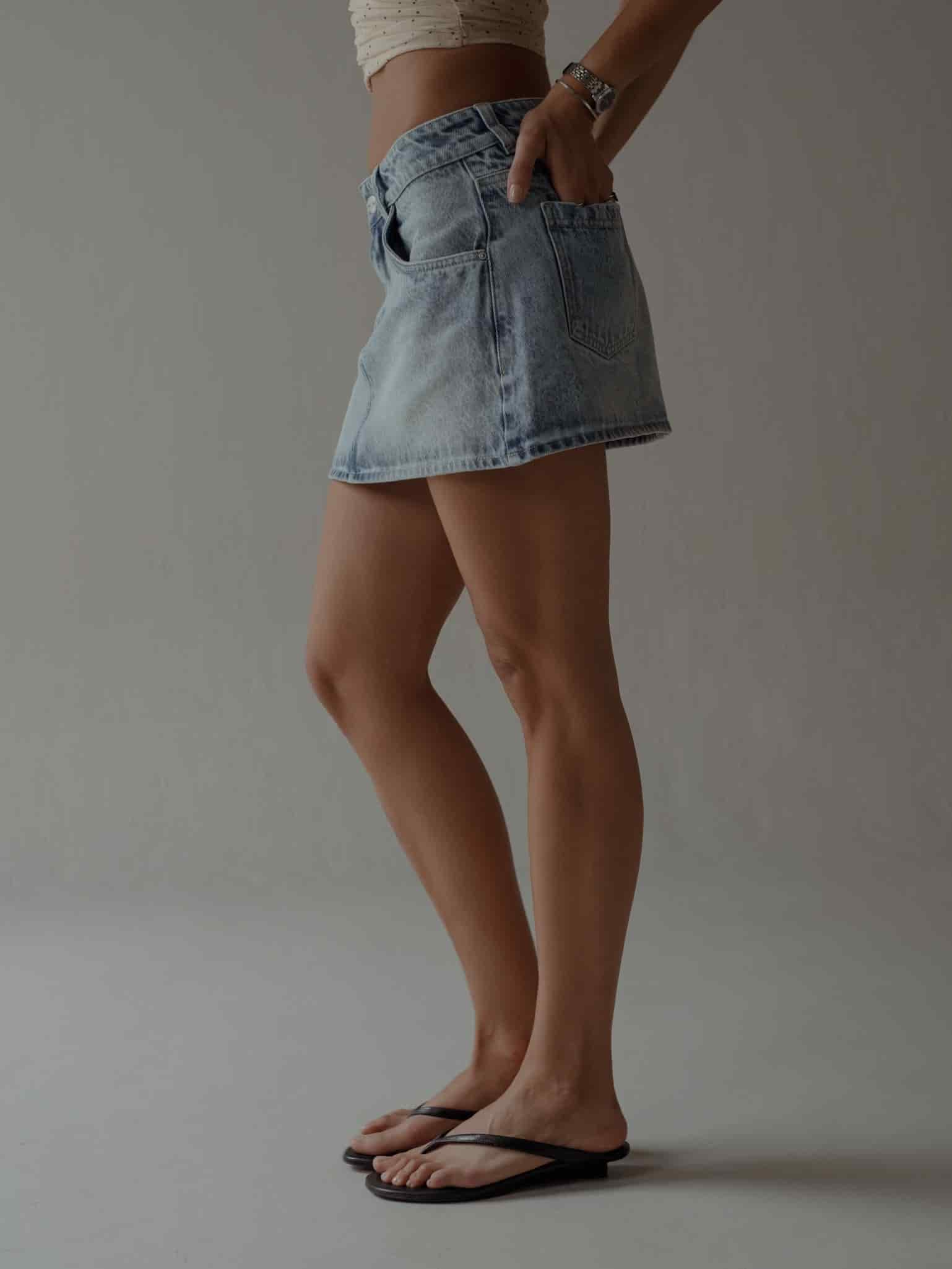 INDIGO MINI SKIRT - OLD LIGHT BLUE - miniatura 7